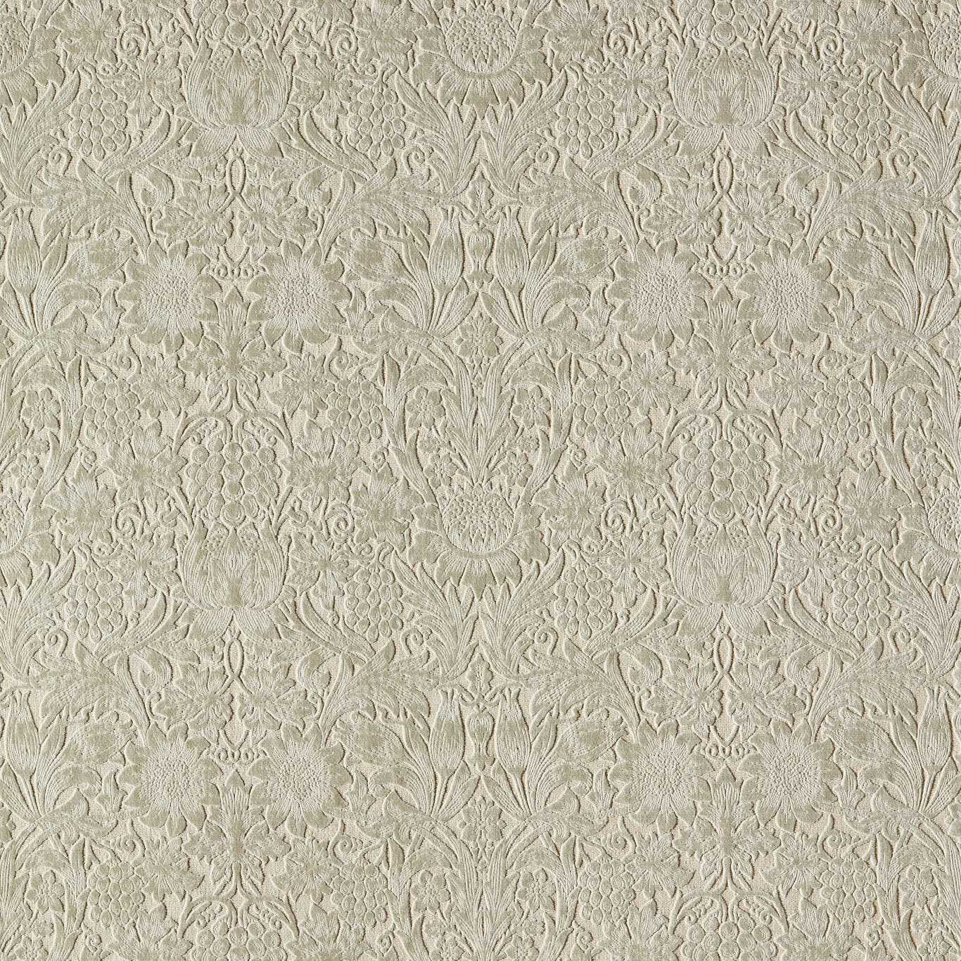 MORRIS & CO Sunflower Caffoy Velvet Fabric Contemporary, Floral Fired Biscuit - MWAR237286