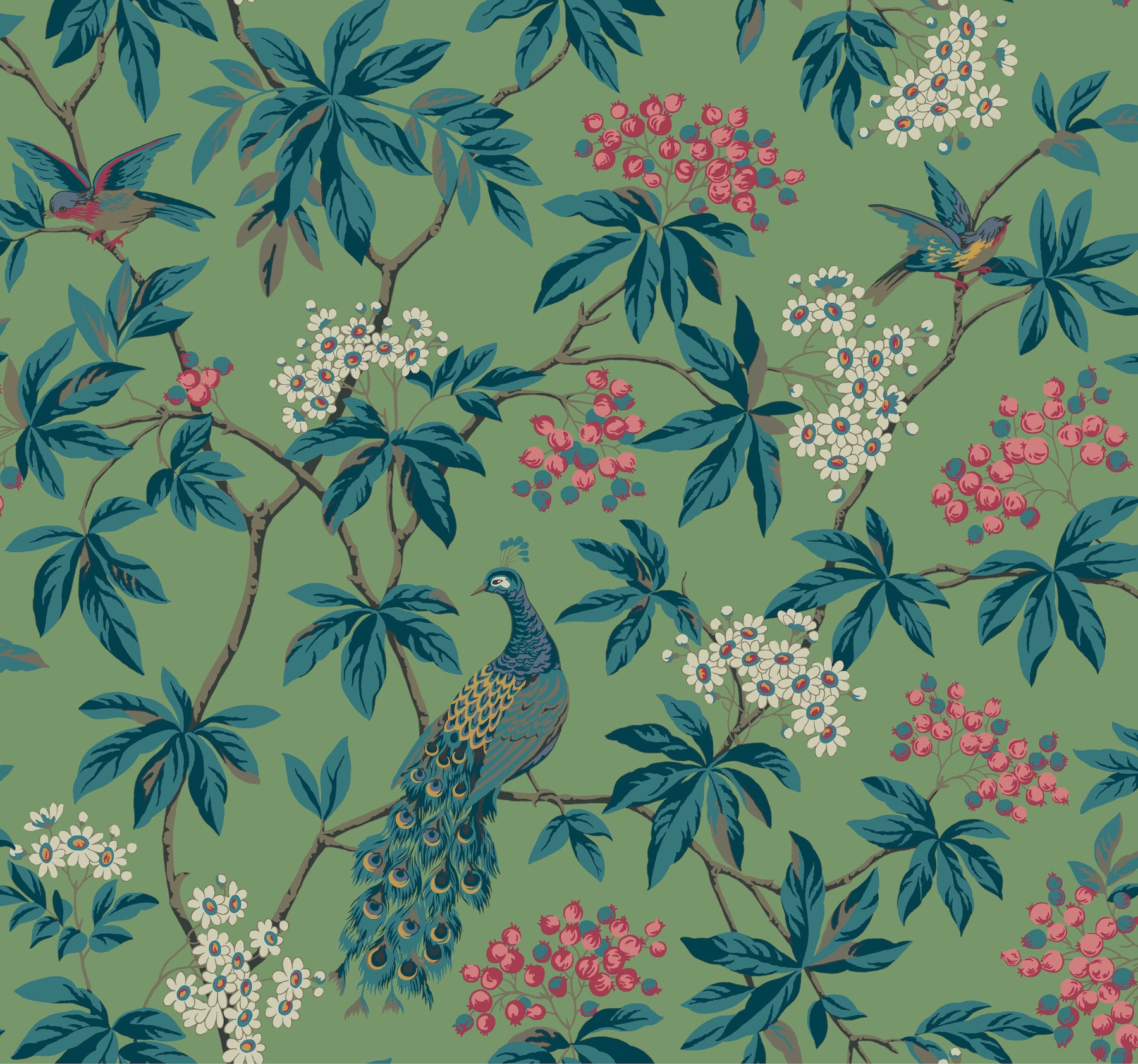 York Wallcoverings Astoria Peacock Estate Green Wallpaper Traditional ...