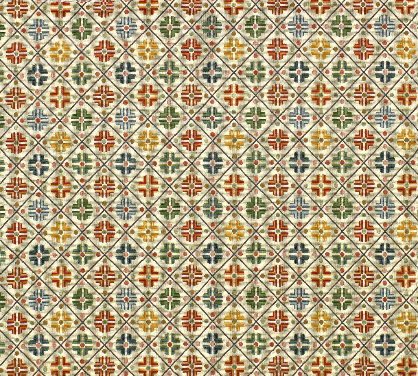 SCALAMANDRE KIROV FABRIC MULTI / CREAM - N1 0001B411 NEW SKU # N1B4110001