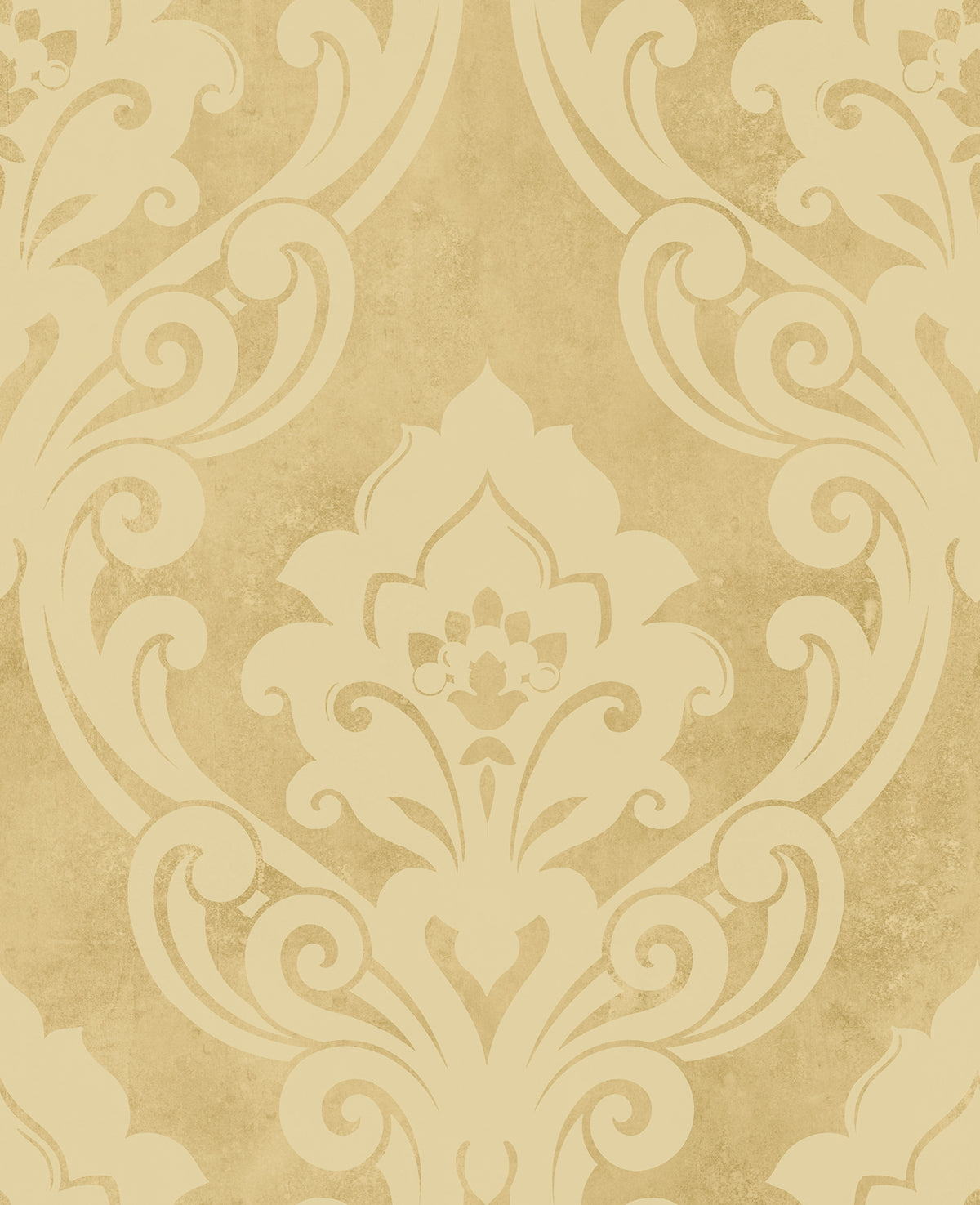 Seabrook Designs Vogue Damask Damask Mid Century Metallic Gold , Buttercup - NE50100