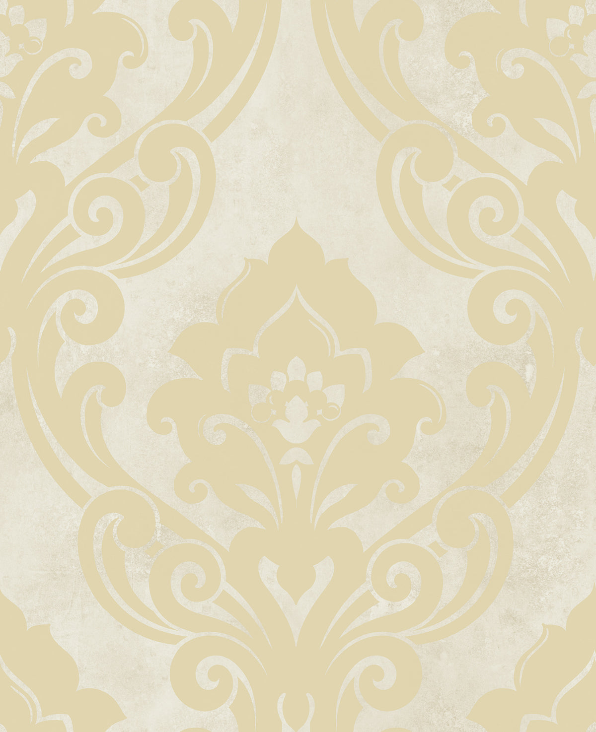 Seabrook Designs Vogue Damask Damask Mid Century Metallic Gold , Off-W ...