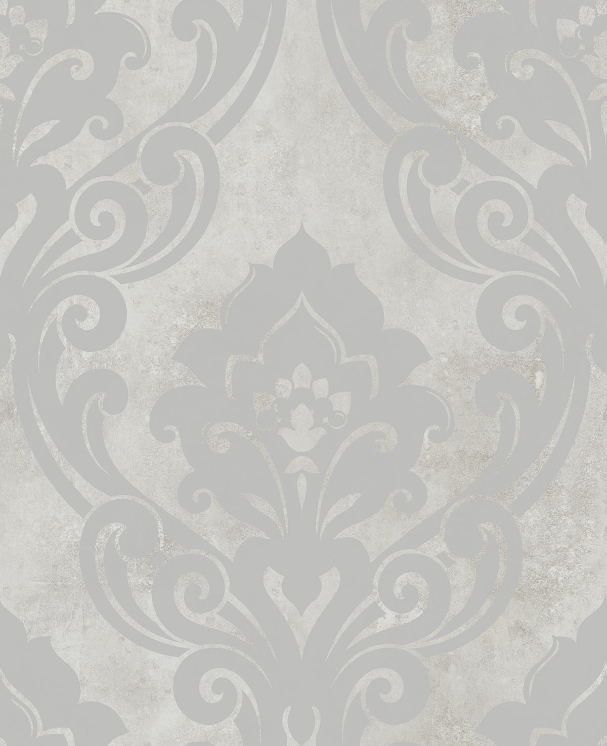 Seabrook Designs Vogue Damask Damask Mid Century Metallic Silver , Greige - NE50108