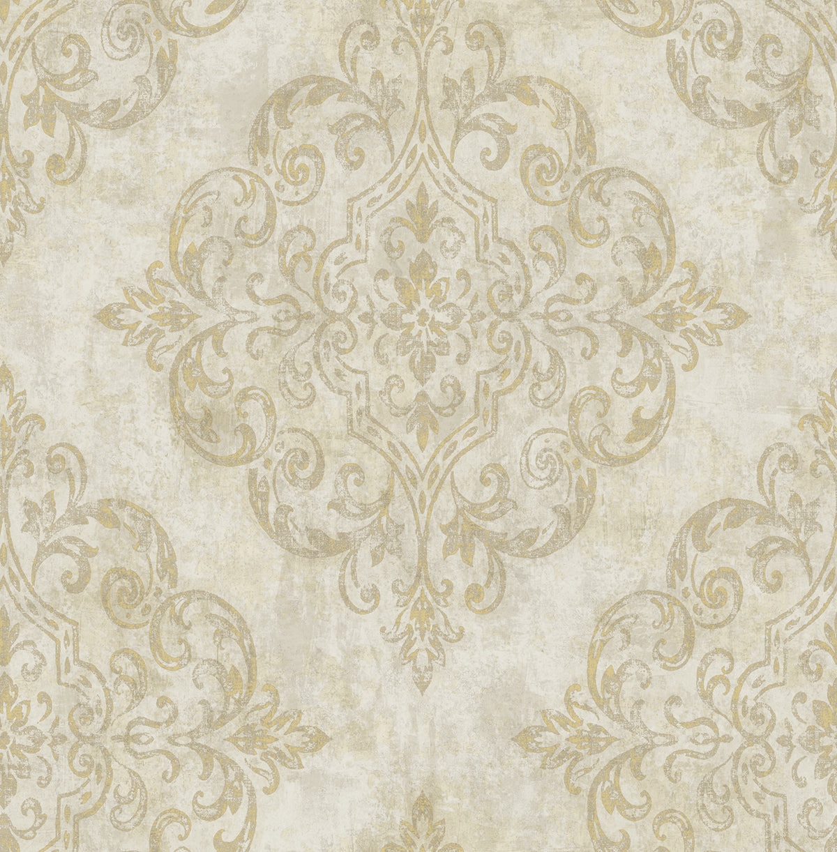 Seabrook Designs Atelier Damask Mid Century Tan, Gold, , Off-White - NE50305