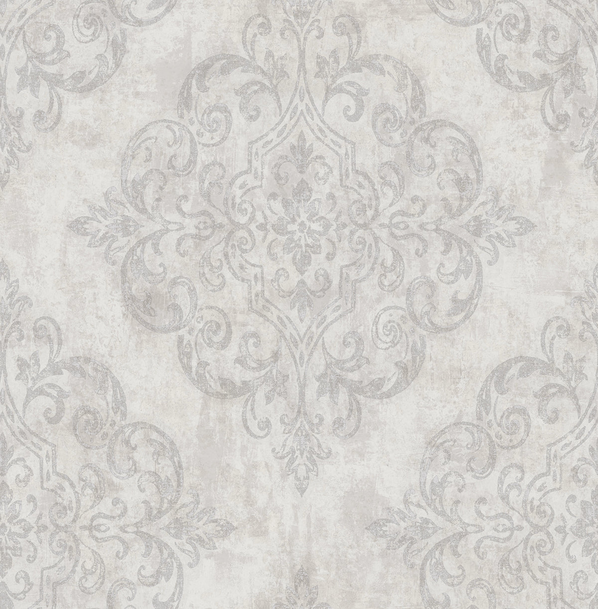 Seabrook Designs Atelier Damask Mid Century Gray, Metallic Gold, , Off-White - NE50308