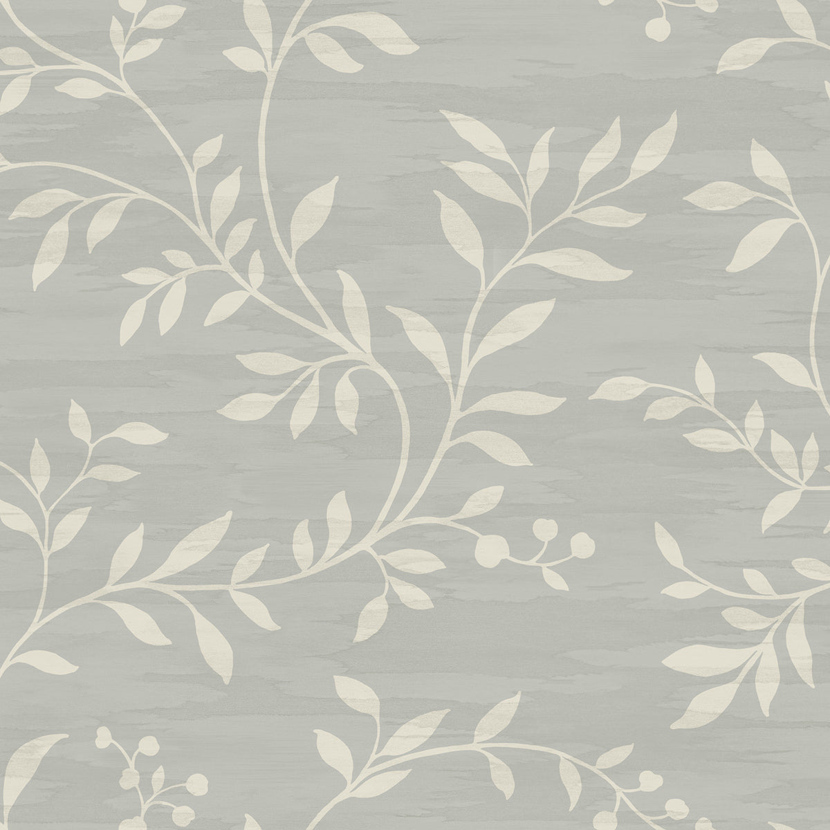 Seabrook Designs Couture Botanical Mid Century Metallic Silver , Off-White - NE50808