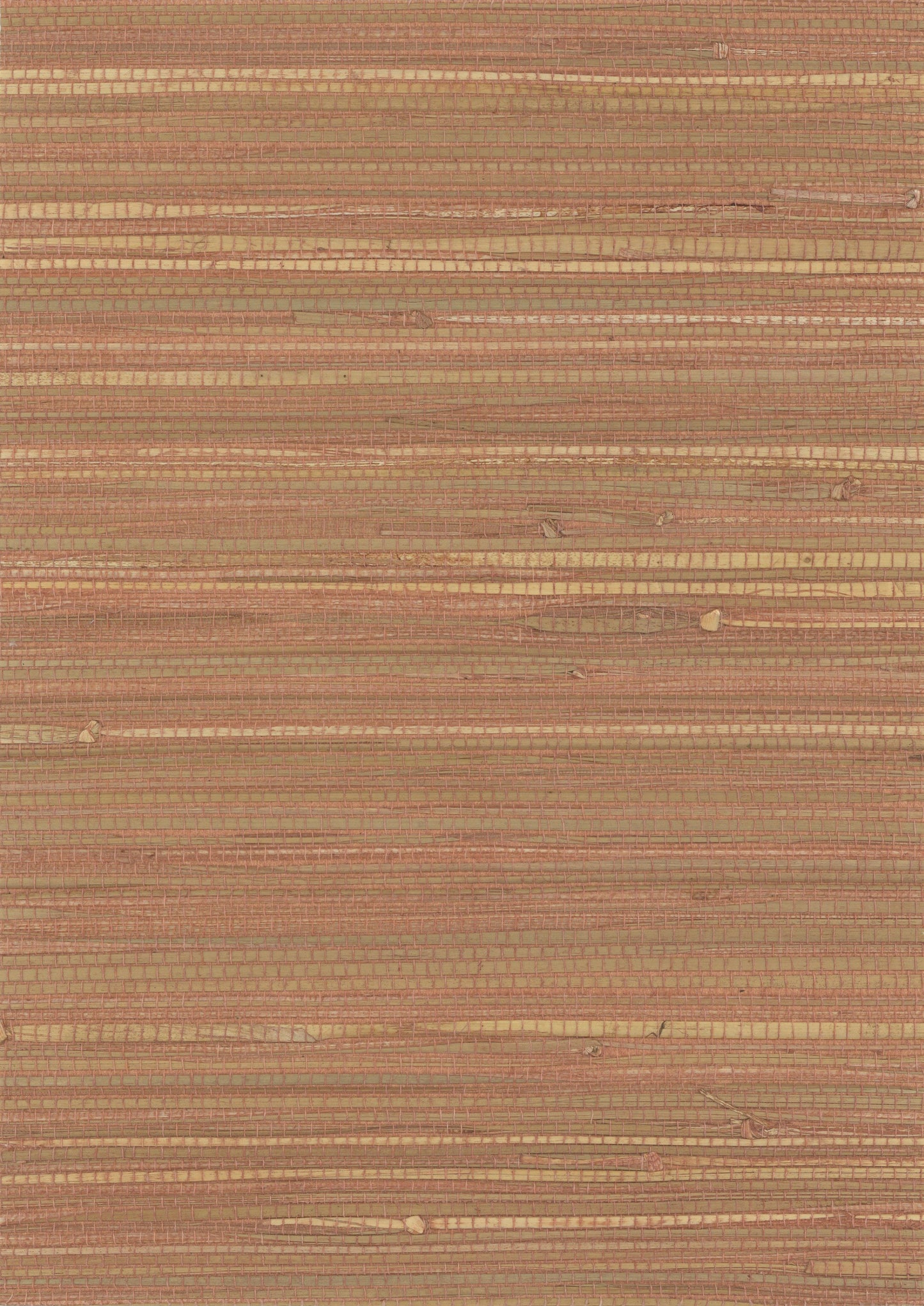 Woven natural fiber placemat with horizontal beige, tan and brown stripes; rustic textured weave.