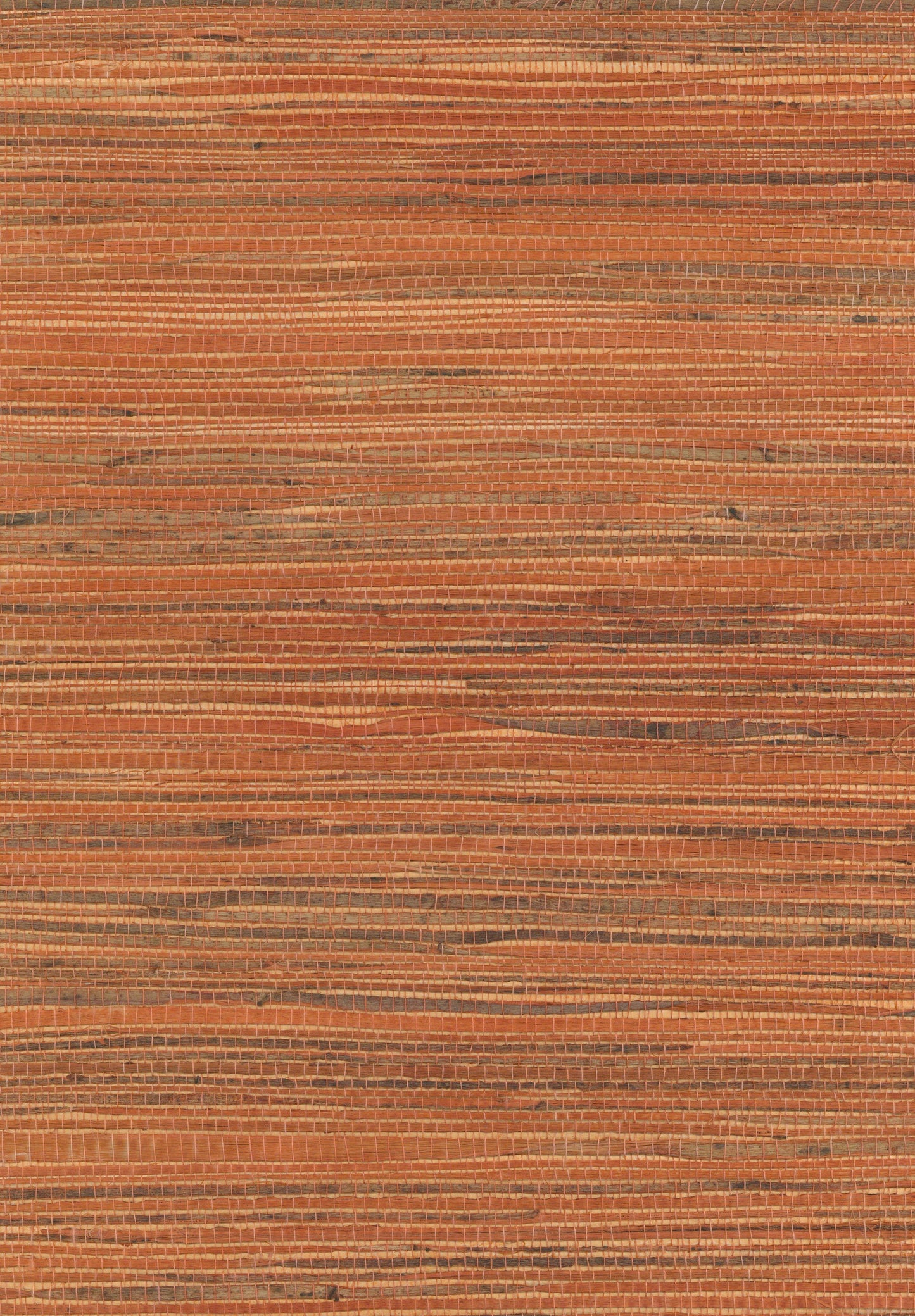 Rust-orange striped woven rug with narrow brown and beige lines; rustic, handmade look for floor decor.