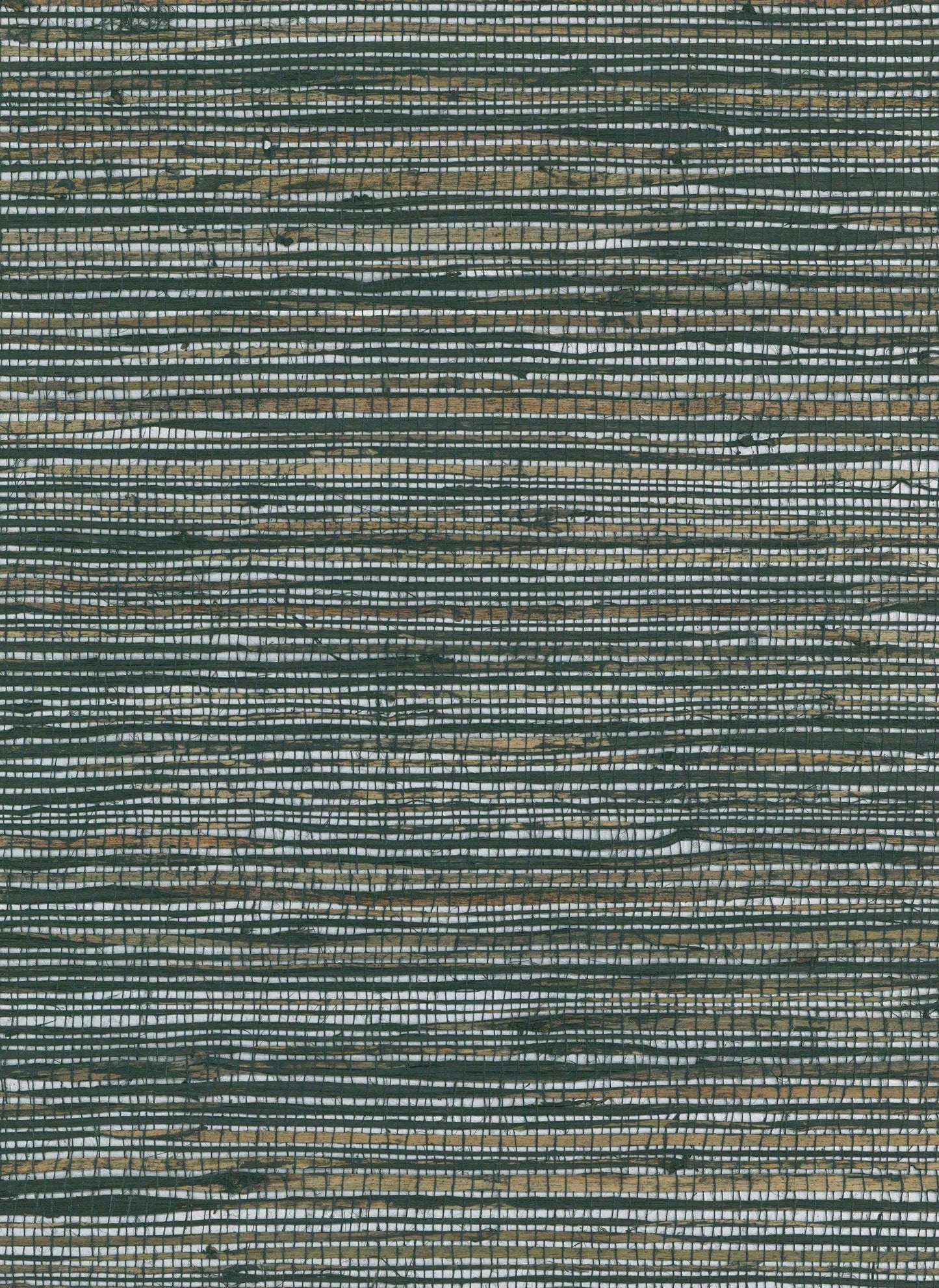 Teal blue-gray and beige striped woven rug with thin horizontal lines and textured surface.