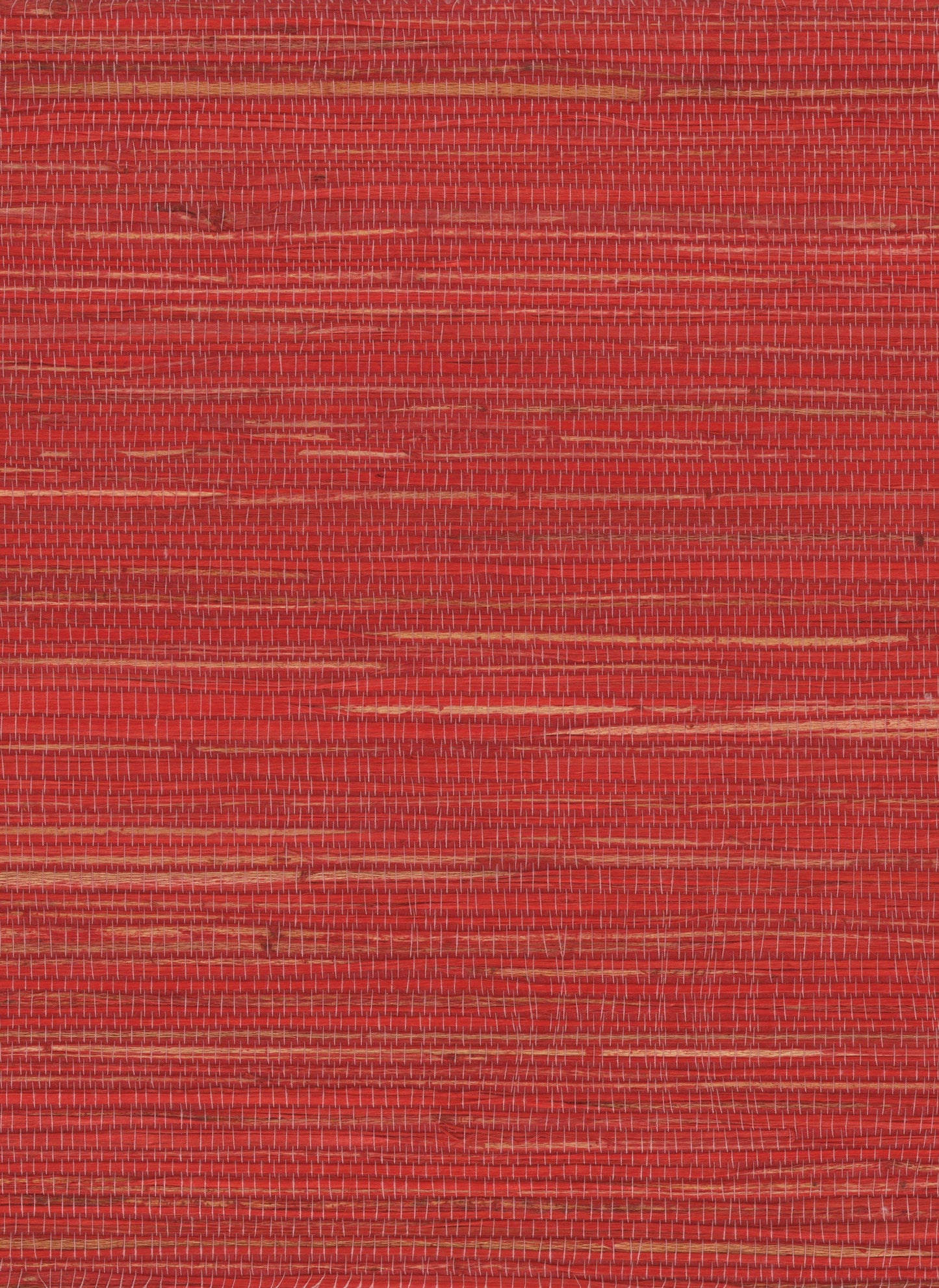 Red woven rug with horizontal stripes and subtle orange accents; rustic textured textile.