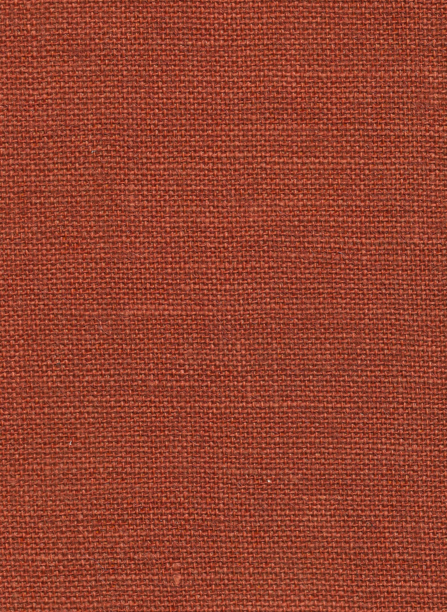 Rust-red coarse woven fabric texture swatch with visible fibers, ideal for upholstery or crafts.