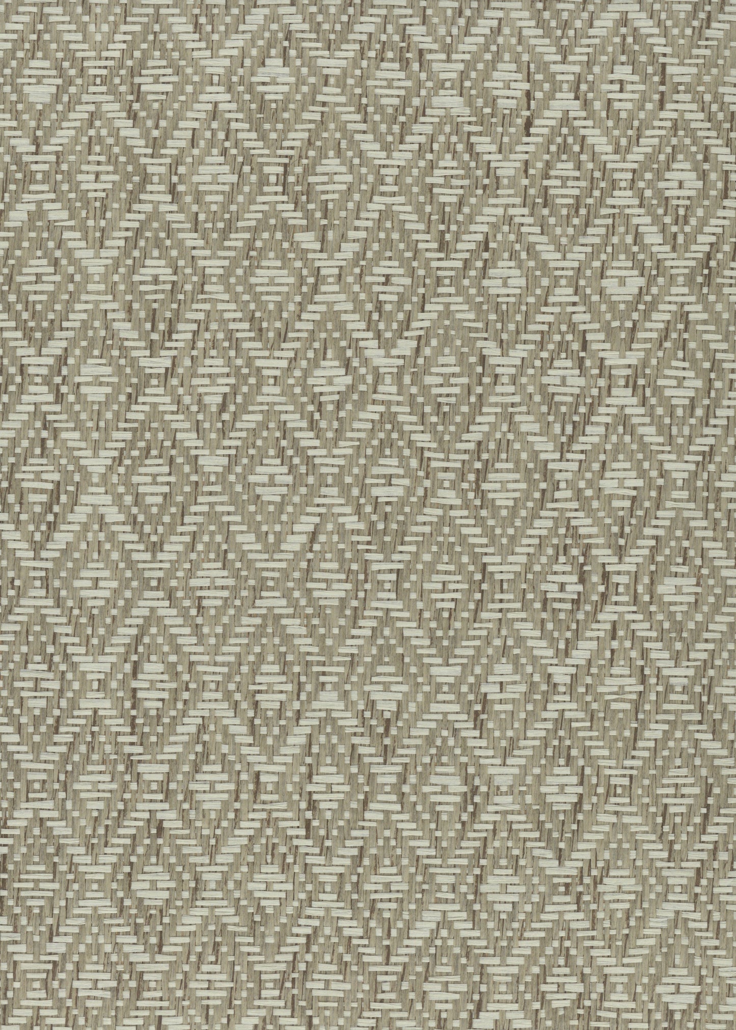 Beige and ivory woven geometric diamond lattice fabric with a textured jacquard-like pattern.