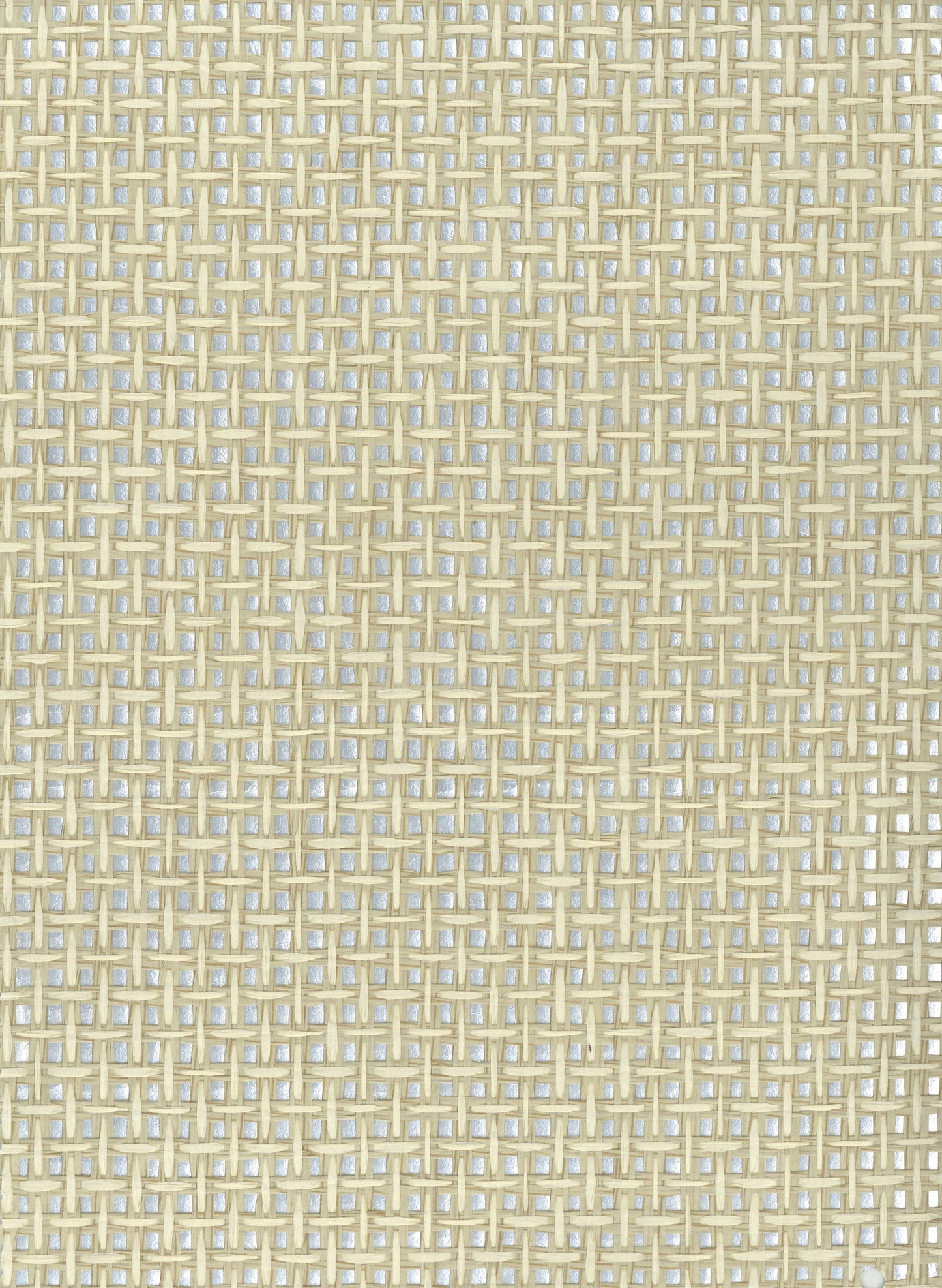 Close-up of beige and pale gold woven basketweave fabric texture for upholstery.