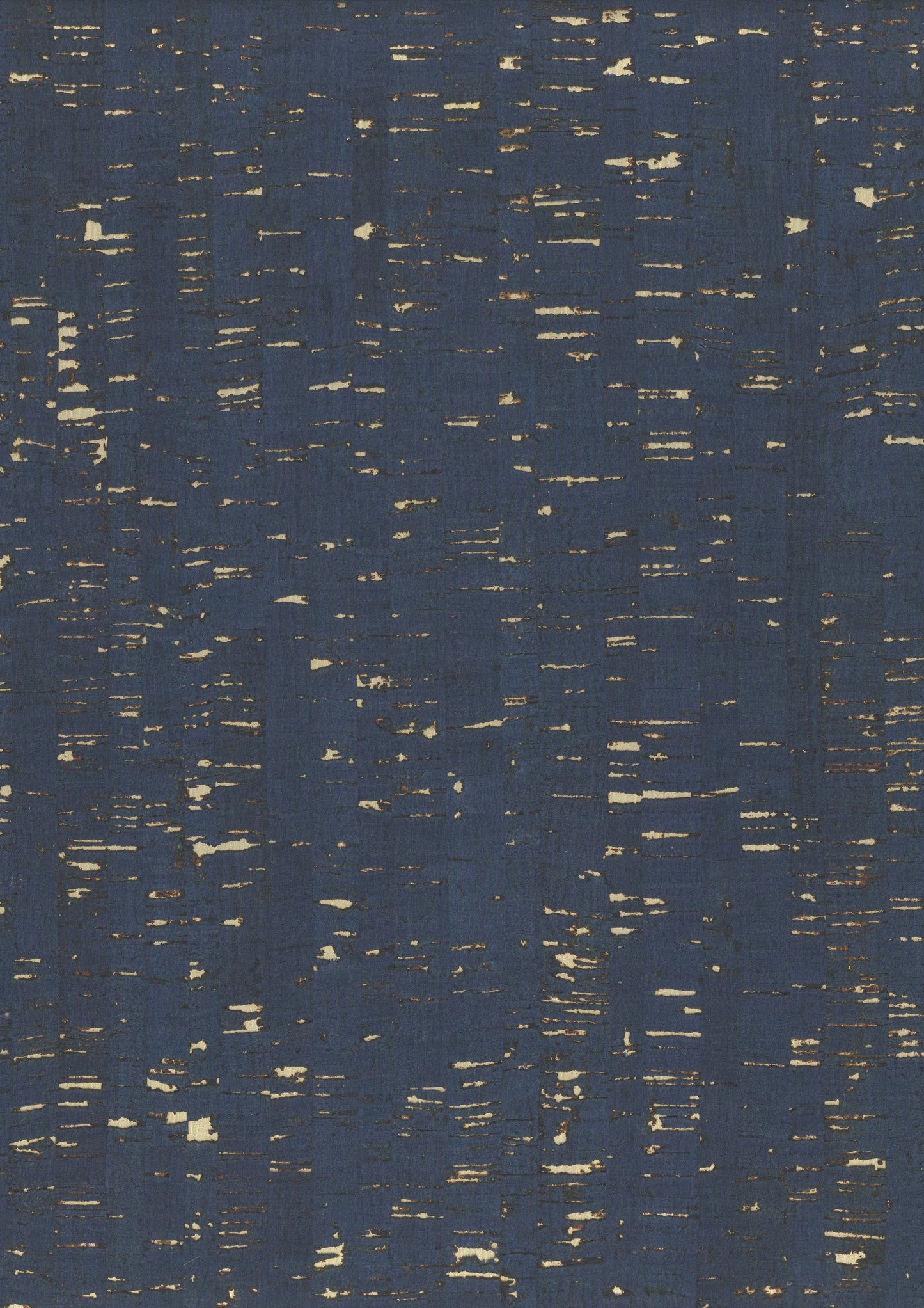 Navy blue rug with distressed texture and irregular gold fleck accents in a modern abstract design.