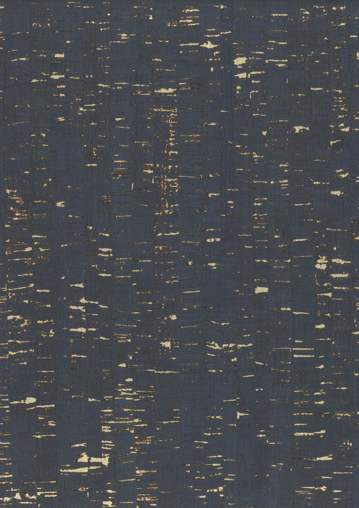 Navy blue textured fabric with irregular cream-gold specks, distressed woven look; versatile for upholstery or drapery.