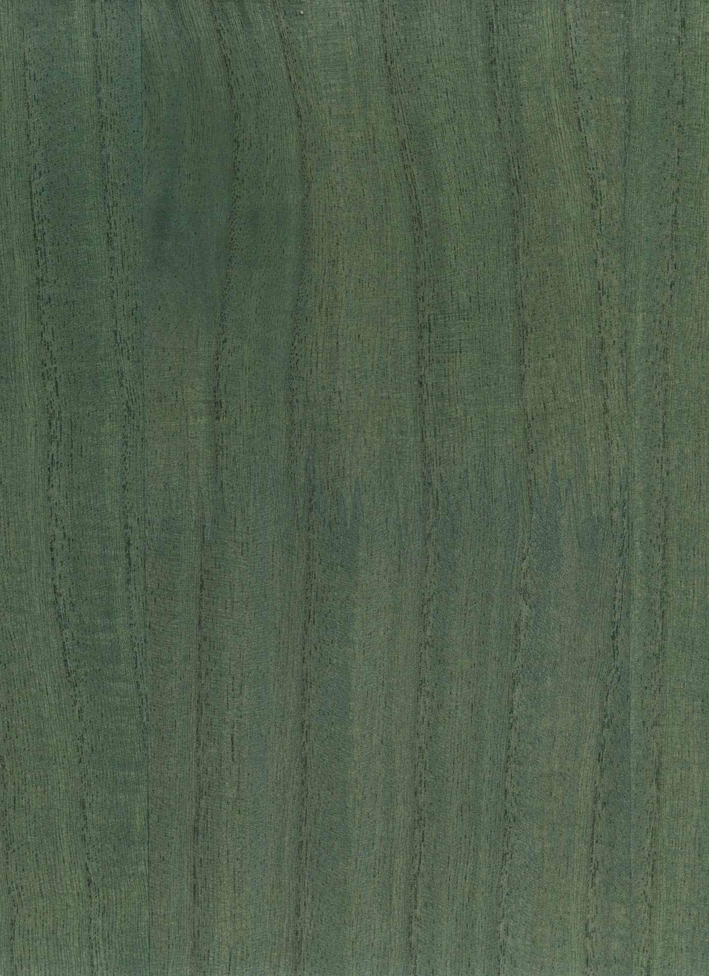 Green wood grain veneer with vertical grain lines; green-stained panel for furniture or wall decor.