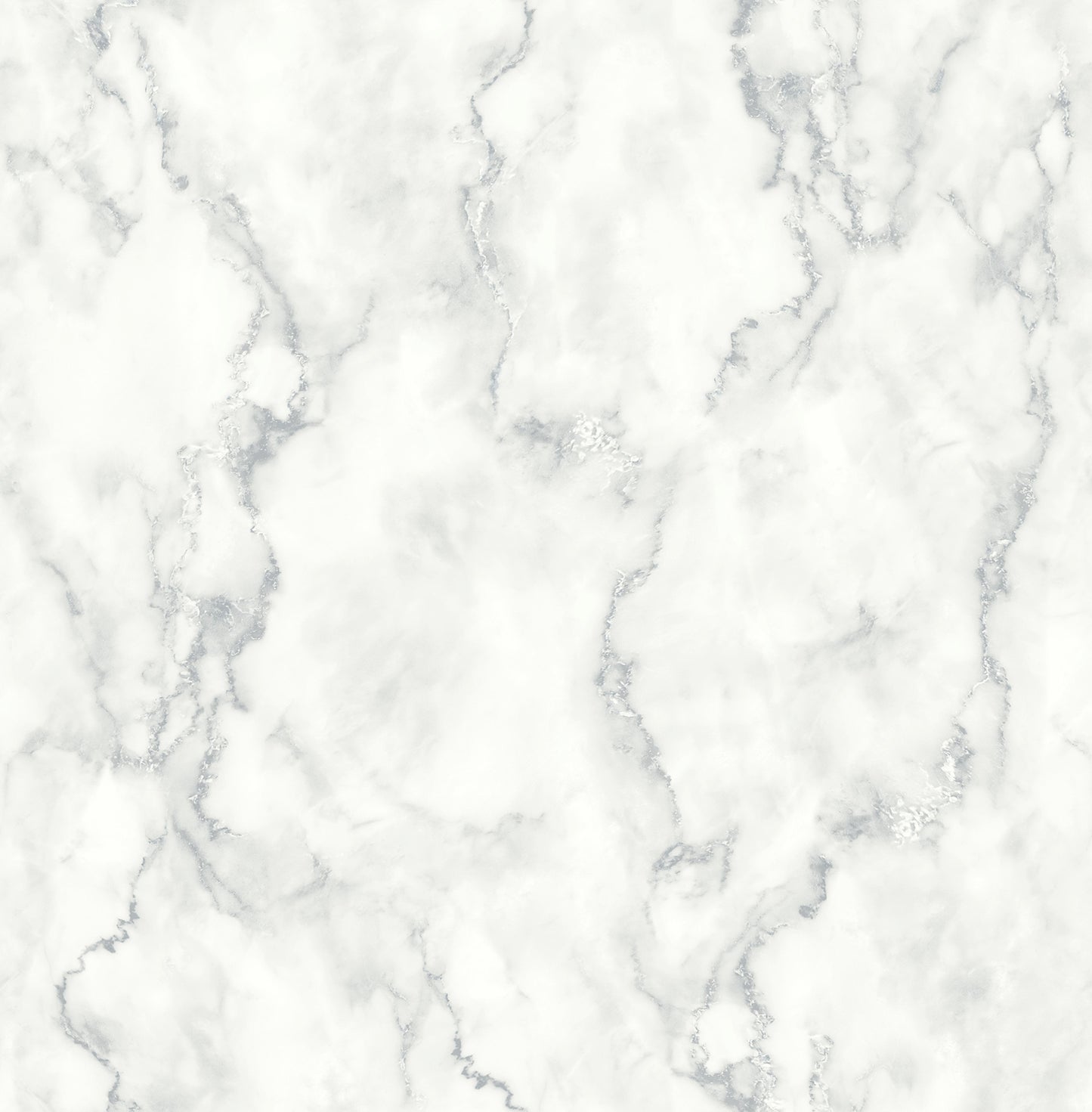 Faux marble wallpaper sample in a silver metallic finish; peel & stick NW30400