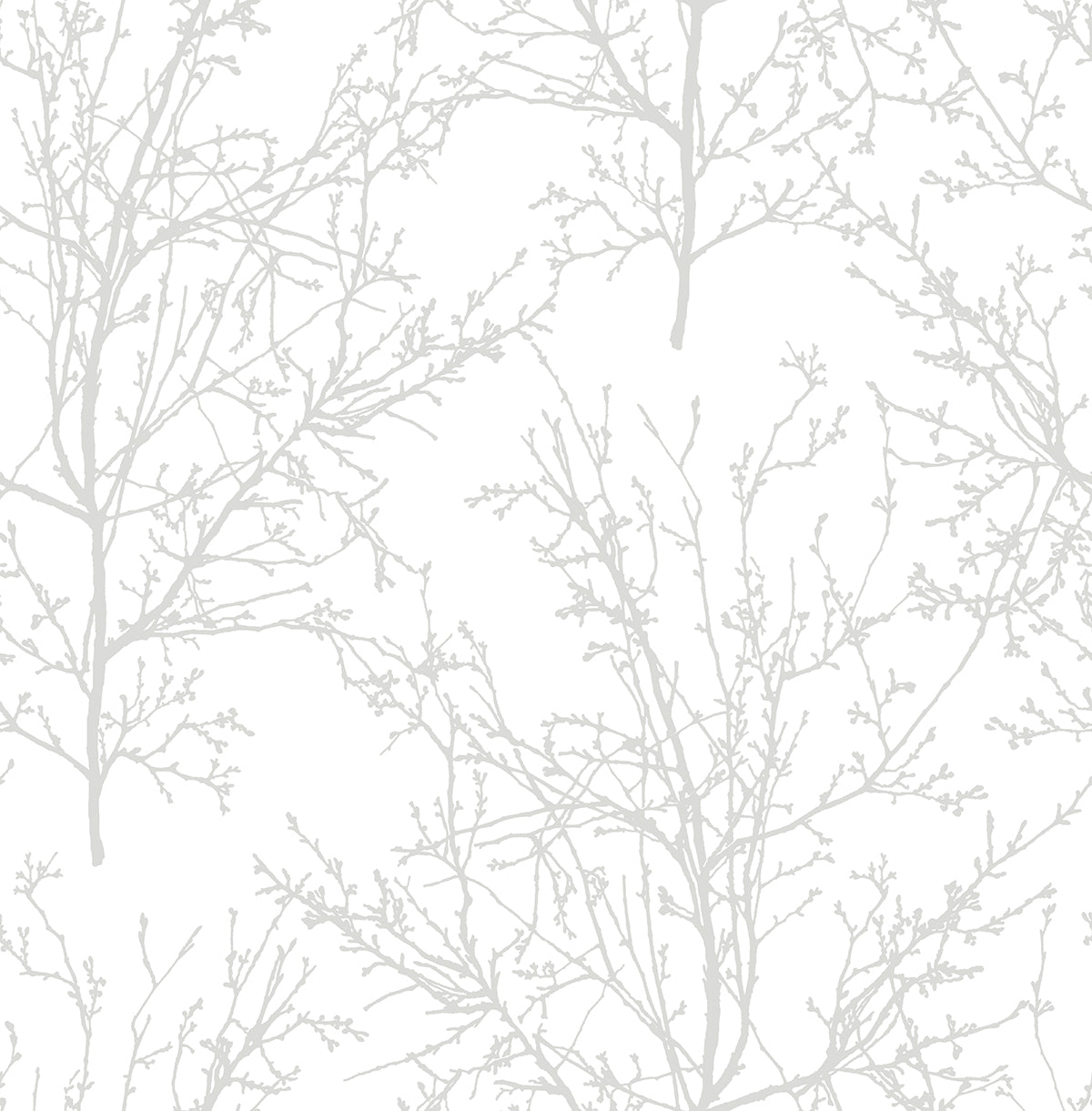 Tree branches botanical design in grey satin, peel & stick NW36118