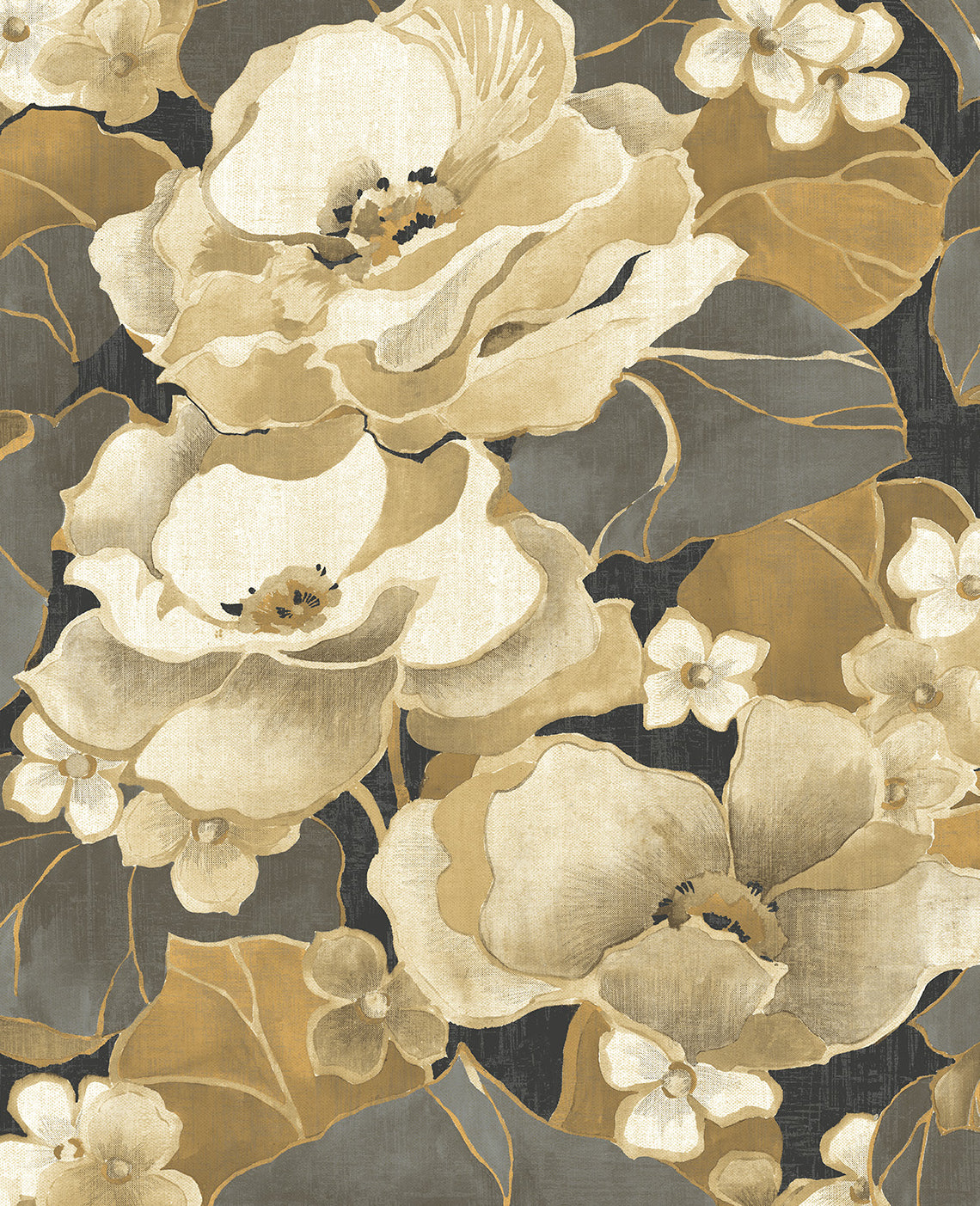 Nouveau Floral Peel & Stick wallpaper - Black Metallic - NW49600