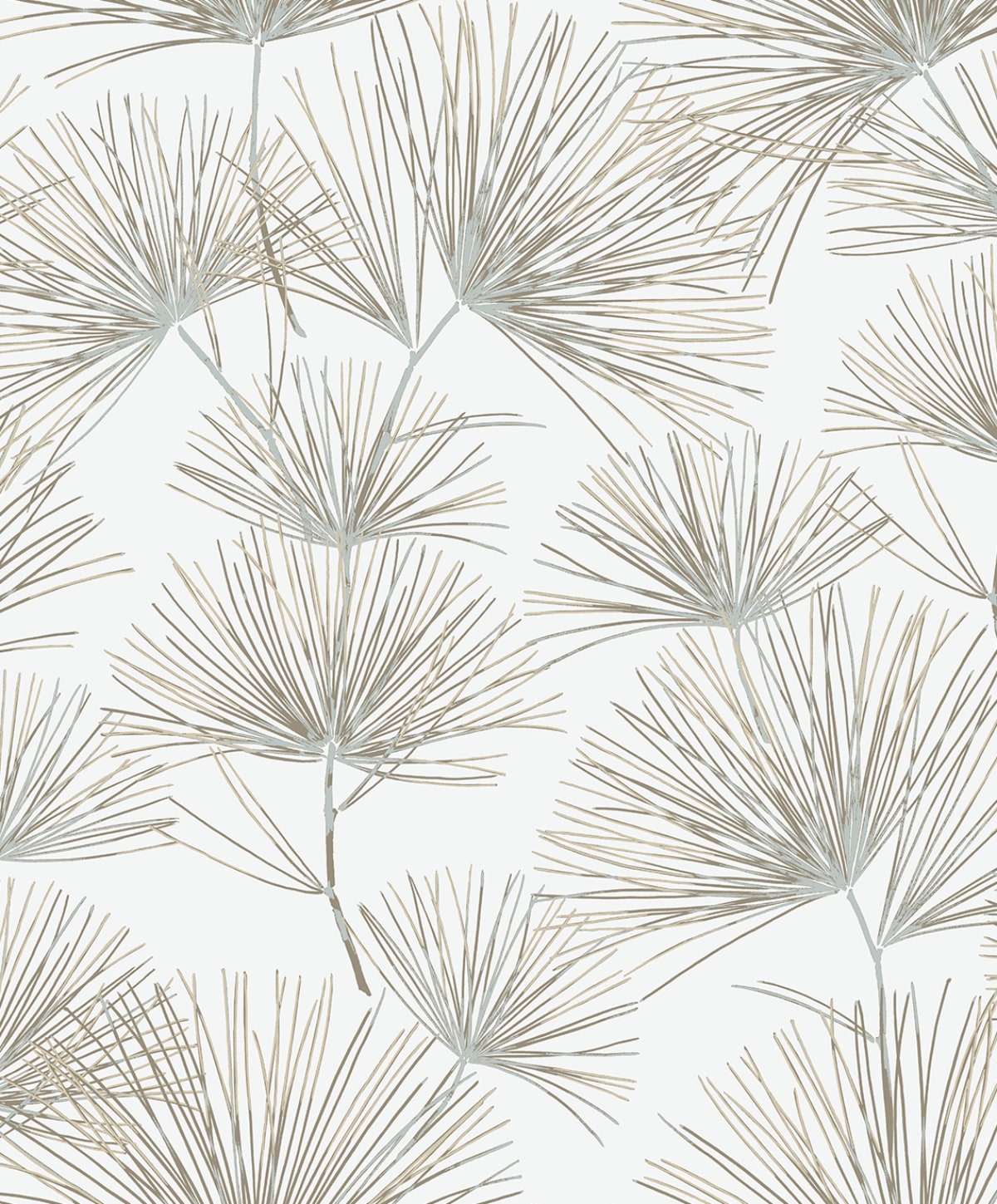 Beige-gray pine needles botanical pattern on a light background wallpaper.