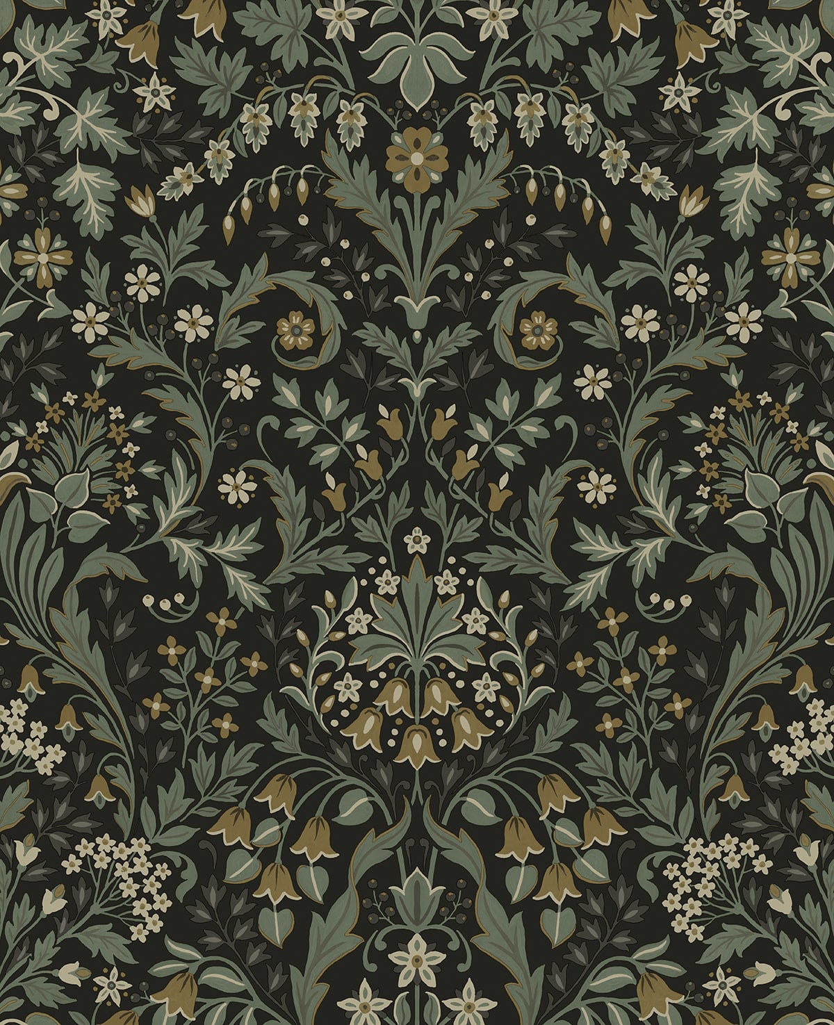 NextWall NextWall Peel & Stick Filigree Floral Botanical Vintage Ebony - NWS058404
