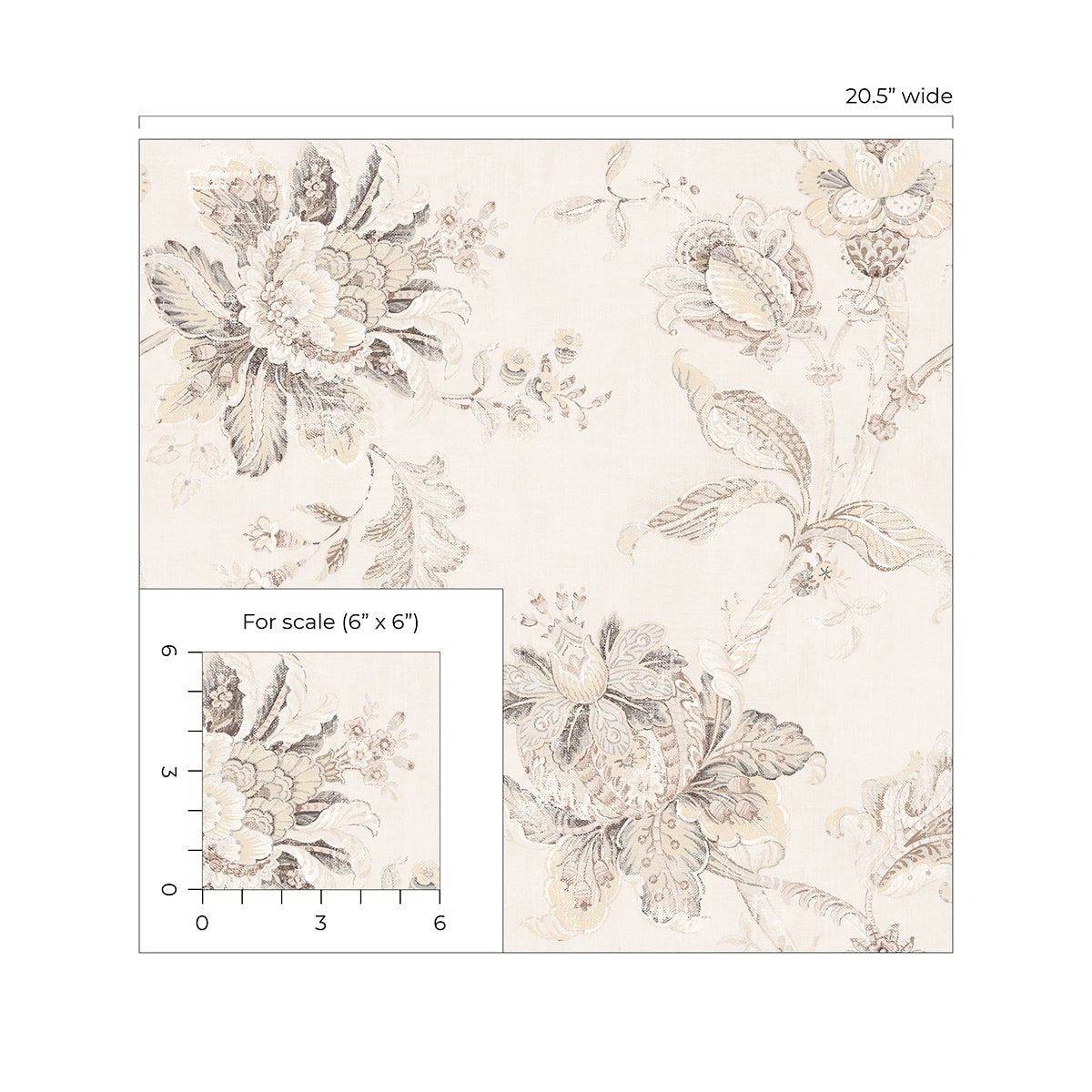 NextWall Anelda Jacobean Floral Vintage Off-White - NW59105