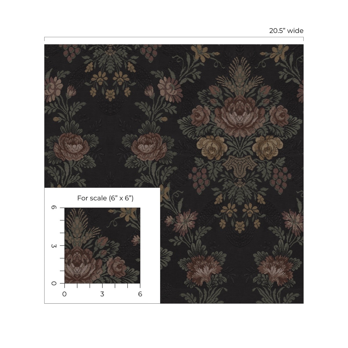 NextWall Hasset Tapestry Floral Floral Vintage Black - NW59200