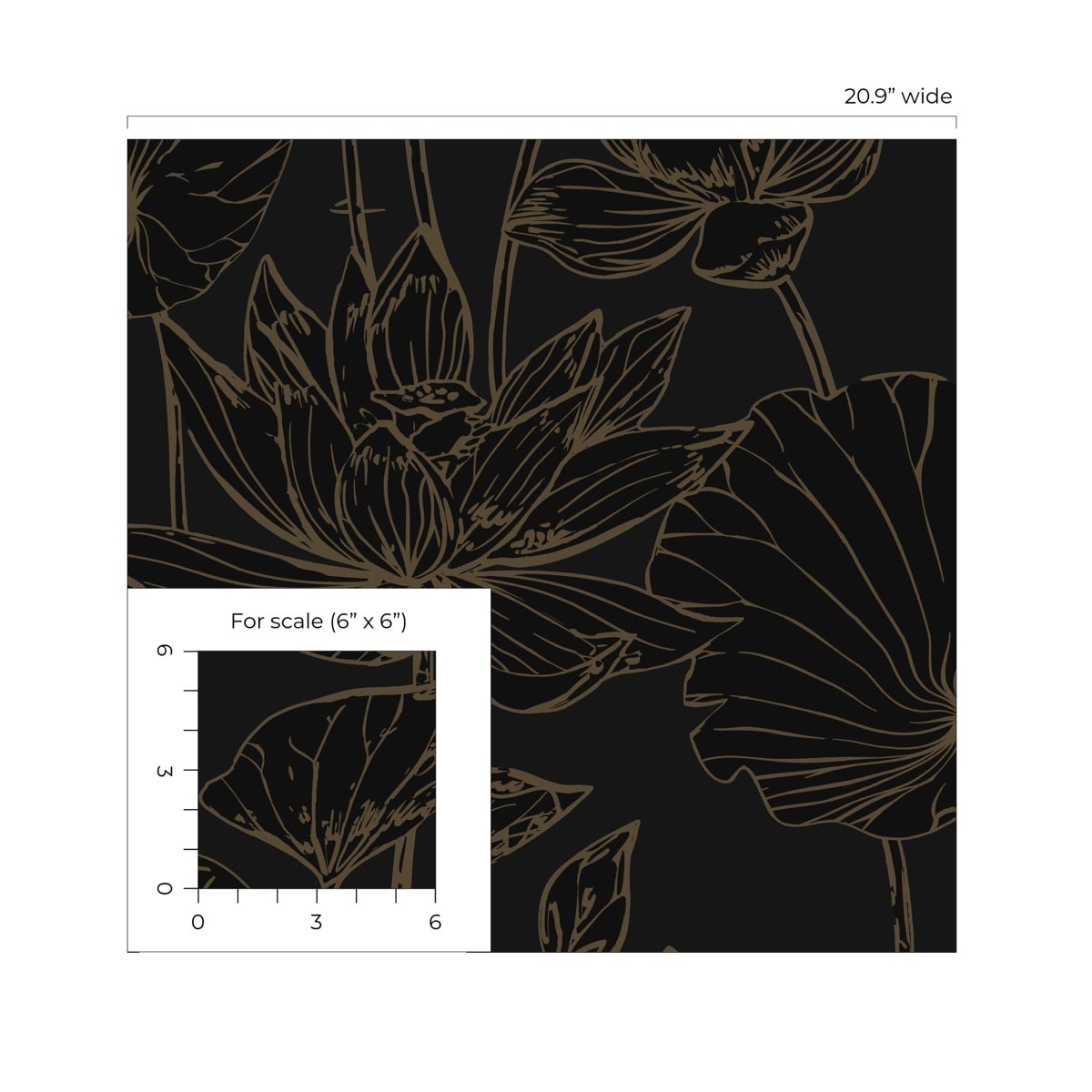 NextWall Lotus Garden Floral Floral Contemporary Black - NW59710