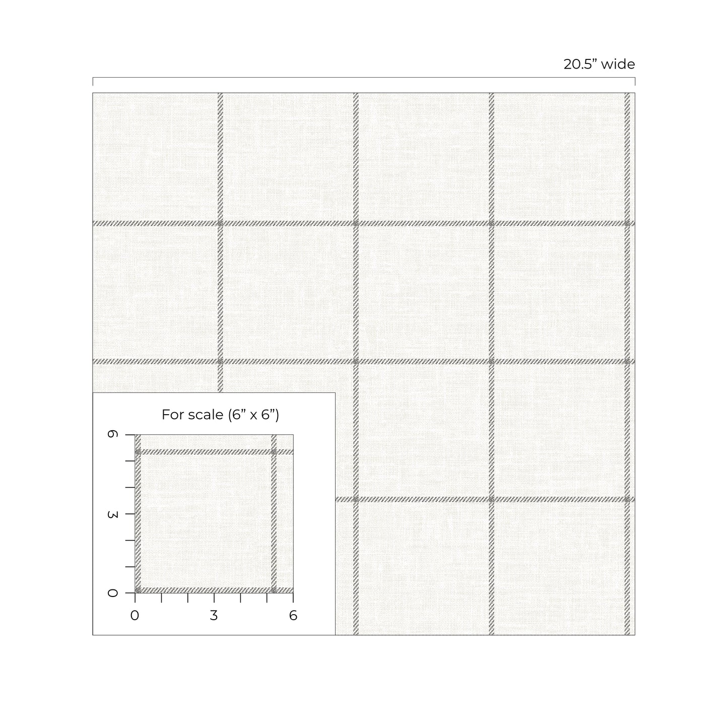 Light gray cutting mat with 1-inch grid lines, 20.5" wide, featuring a 6" x 6" scale inset in lower-left.