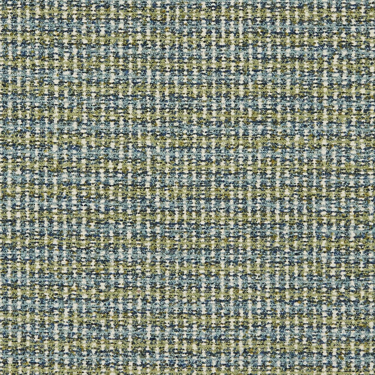 Blue and green boucle and jacquard fabric with a speckled texture and tight weave; suitable for upholstery or jackets.