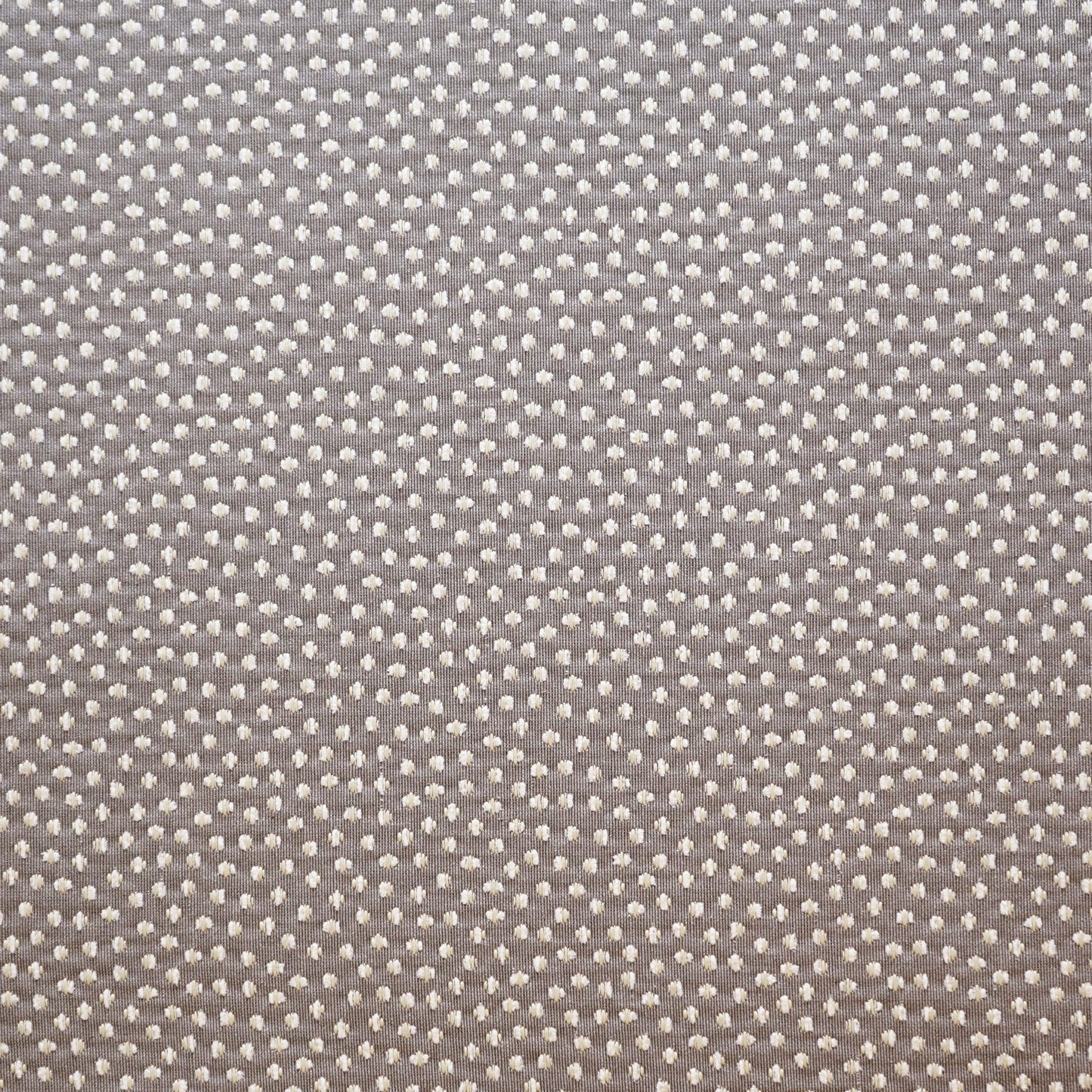 Gray fabric with tiny white polka dots in a micro-dot pattern; soft, casual textile.