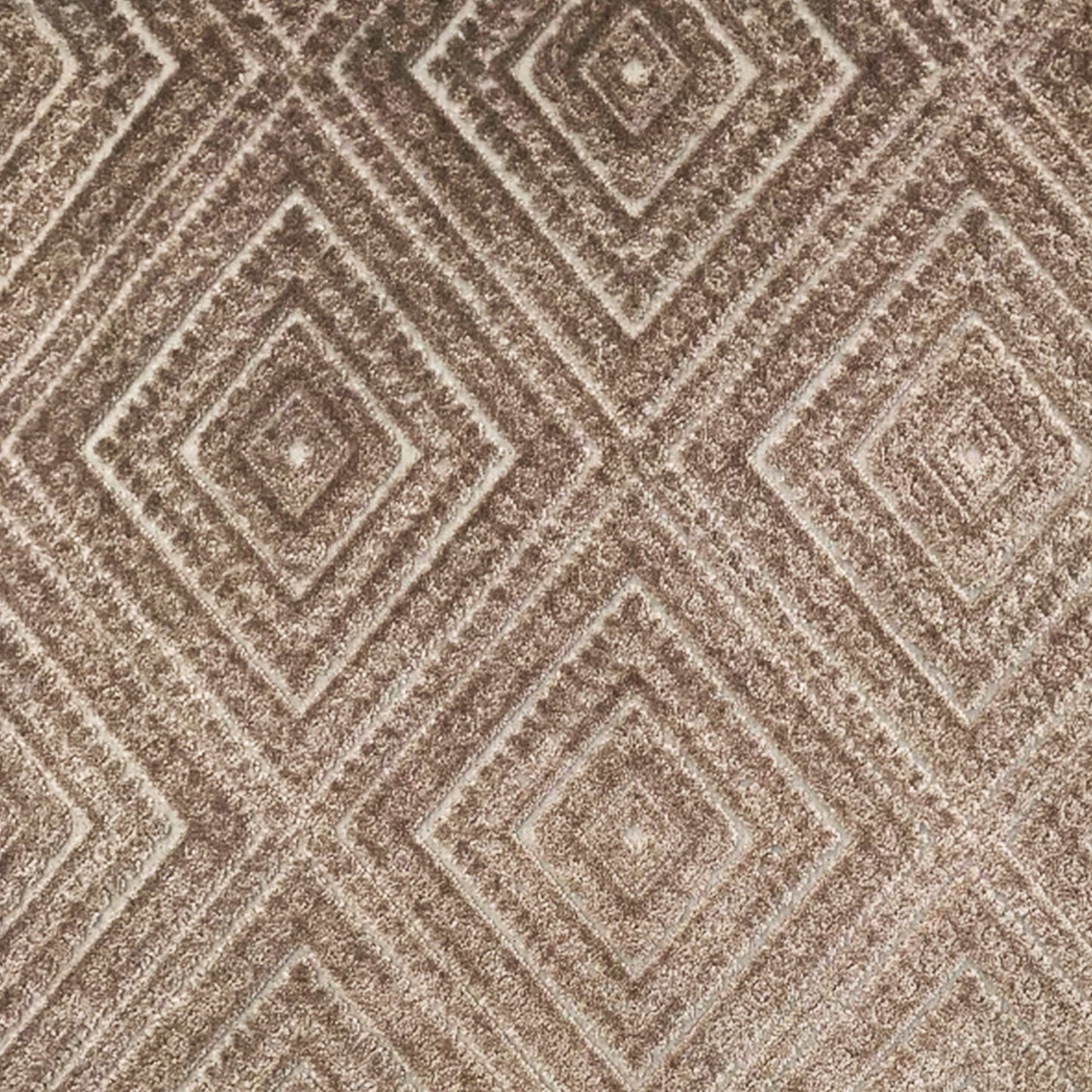 Diamond Grey/Silver velvet fabric with a diamond pattern and concentric square shapes, textured surface.