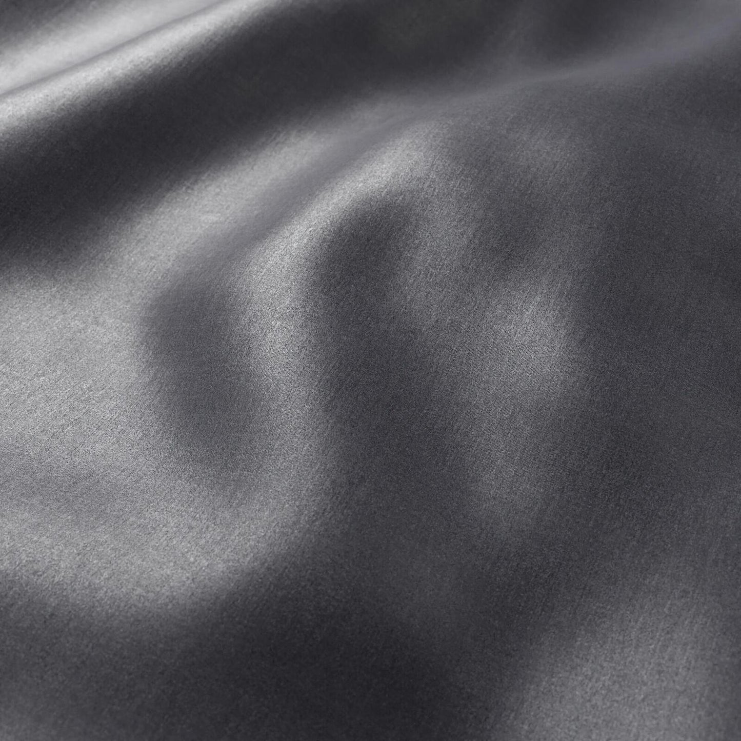 Gray satin-like fabric with smooth texture and gentle drape, subtle sheen.
