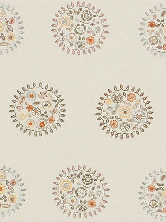 SCALAMANDRE JESSIE EMBROIDERY FABRIC GREY/MULTI - PQ 00029956 NEW SKU # PQ99560002