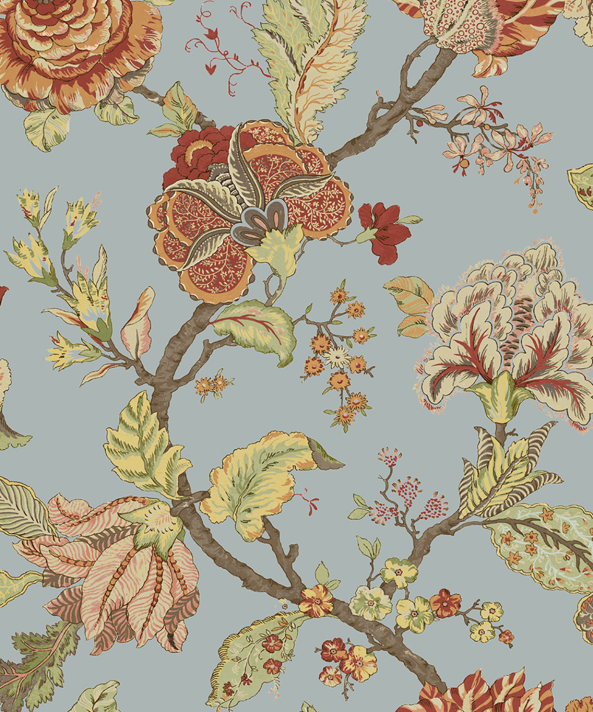 Seabrook Designs Prepasted Online Lana Jacobean Floral Traditional Blue Matte - PR12502