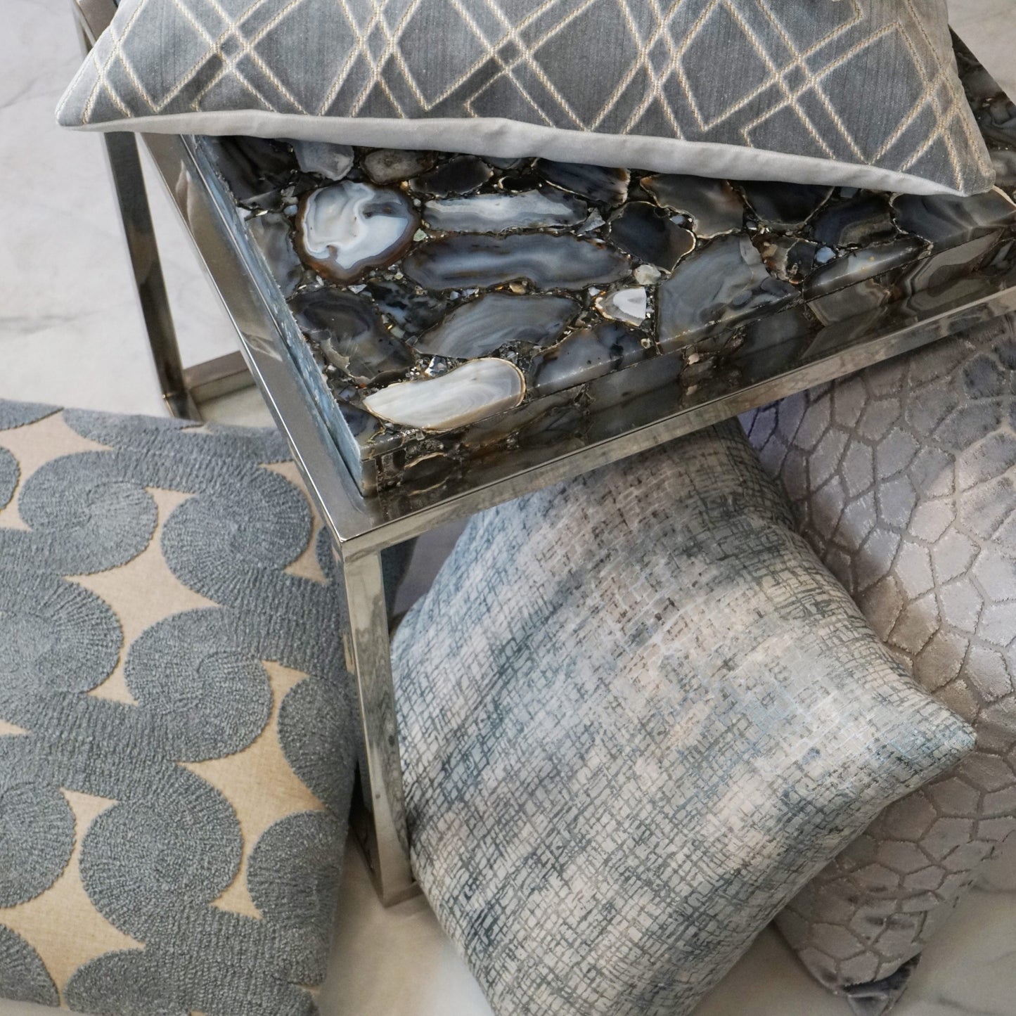 D.V. KAP HOME 24" x 24" Shattered Pillow - Glacier Modern, Transitional, Geometric - 3147-G-2424