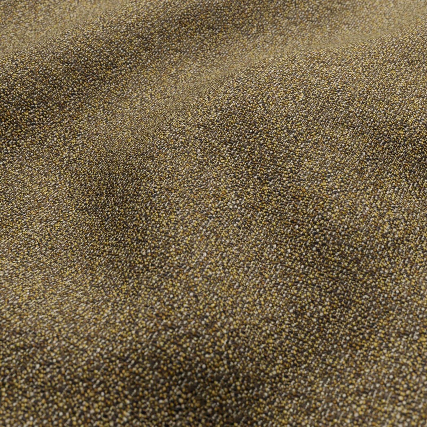 Close-up of bronze-gold metallic boucle fabric with a tiny speckled texture and soft shimmer.