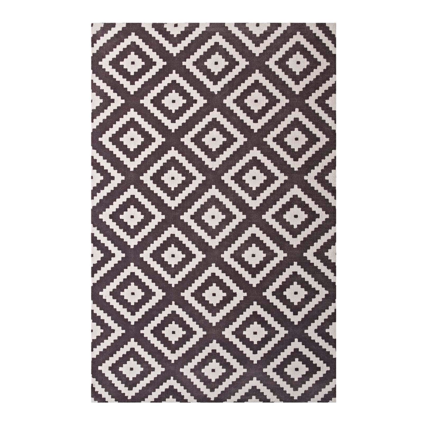 Modway Outlet Alika Abstract Diamond Trellis 8x10 Area Rug by Modway Living Room Rugs Ivory and Charcoal - R-1004E-810