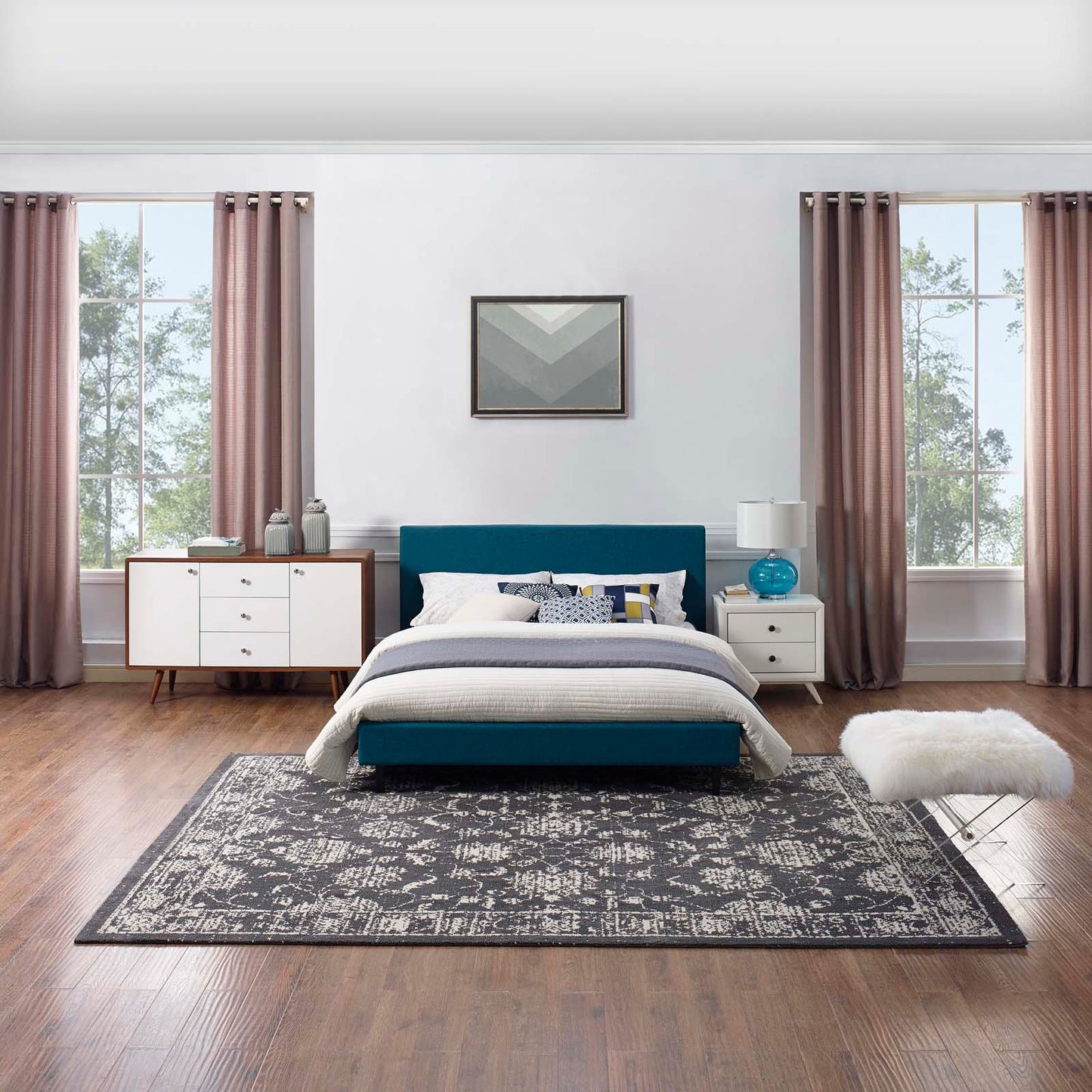 Modway Outlet Kazia Distressed Floral Lattice 8x10 Area Rug by Modway Living Room Rugs Dark Gray and Ivory - R-1020A-810