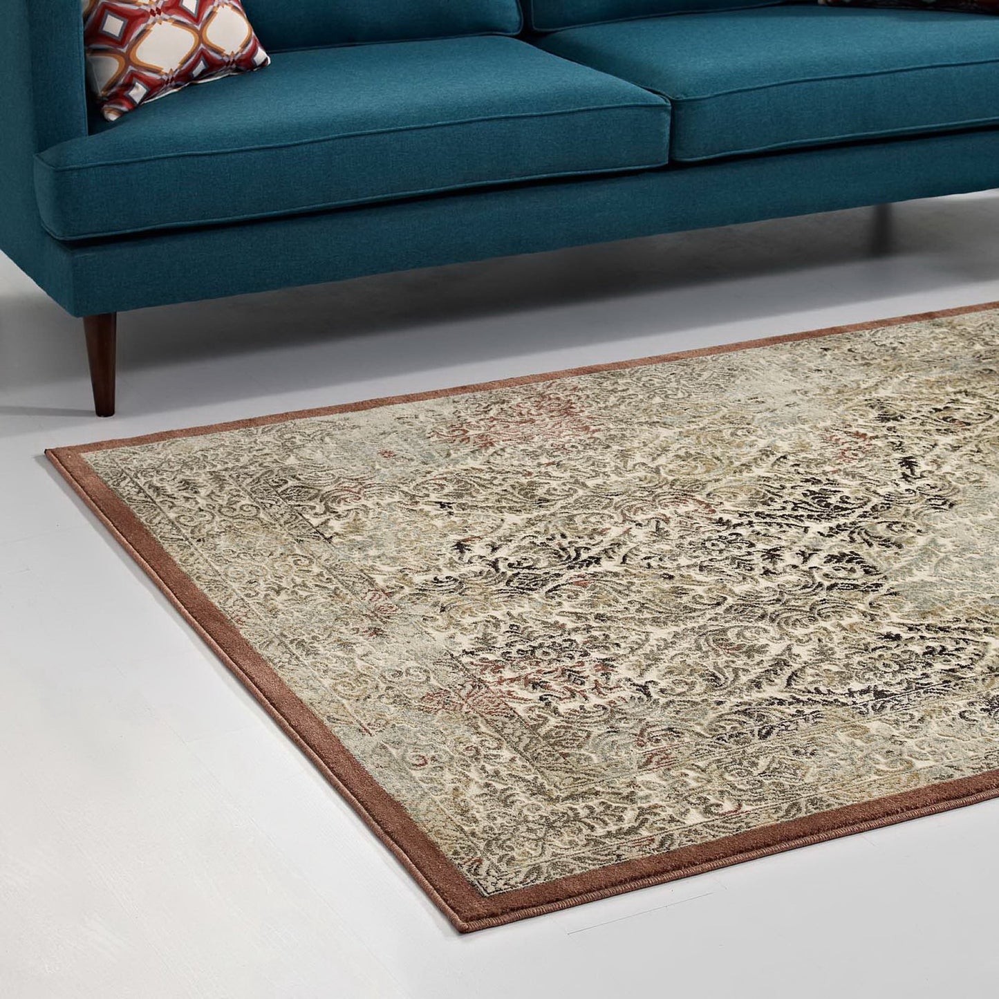 Modway Outlet Hester Ornate Turkish Vintage 5x8 Area Rug by Modway Living Room Rugs Tan and Walnut Brown - R-1100A-58