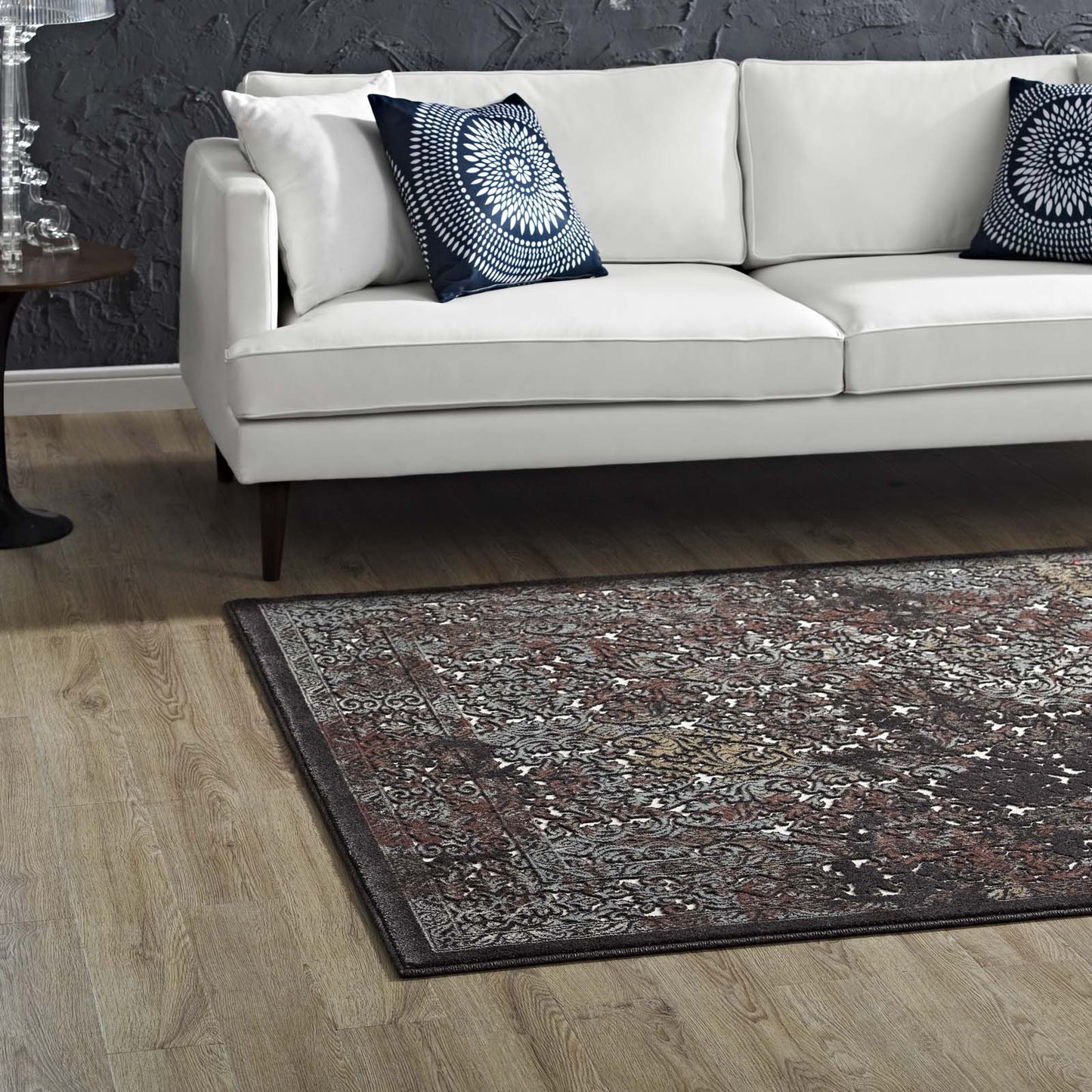Modway Outlet Westia Ornate Turkish Vintage 8x10 Area Rug by Modway Living Room Rugs Dark Brown and Silver Blue - R-1101A-810
