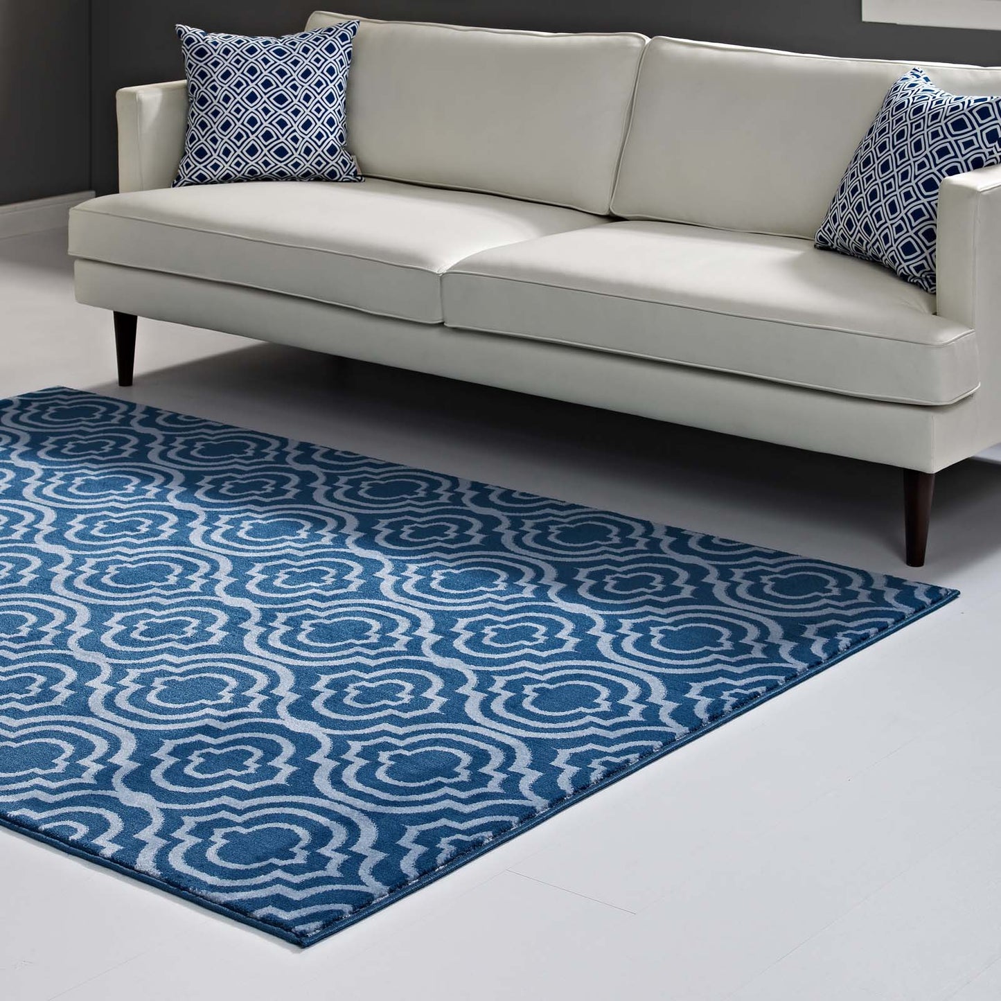 Modway Outlet Frame Transitional Moroccan Trellis 8x10 Area Rug by Modway Living Room Rugs Moroccan Blue amd Light Blue - R-1130B-810