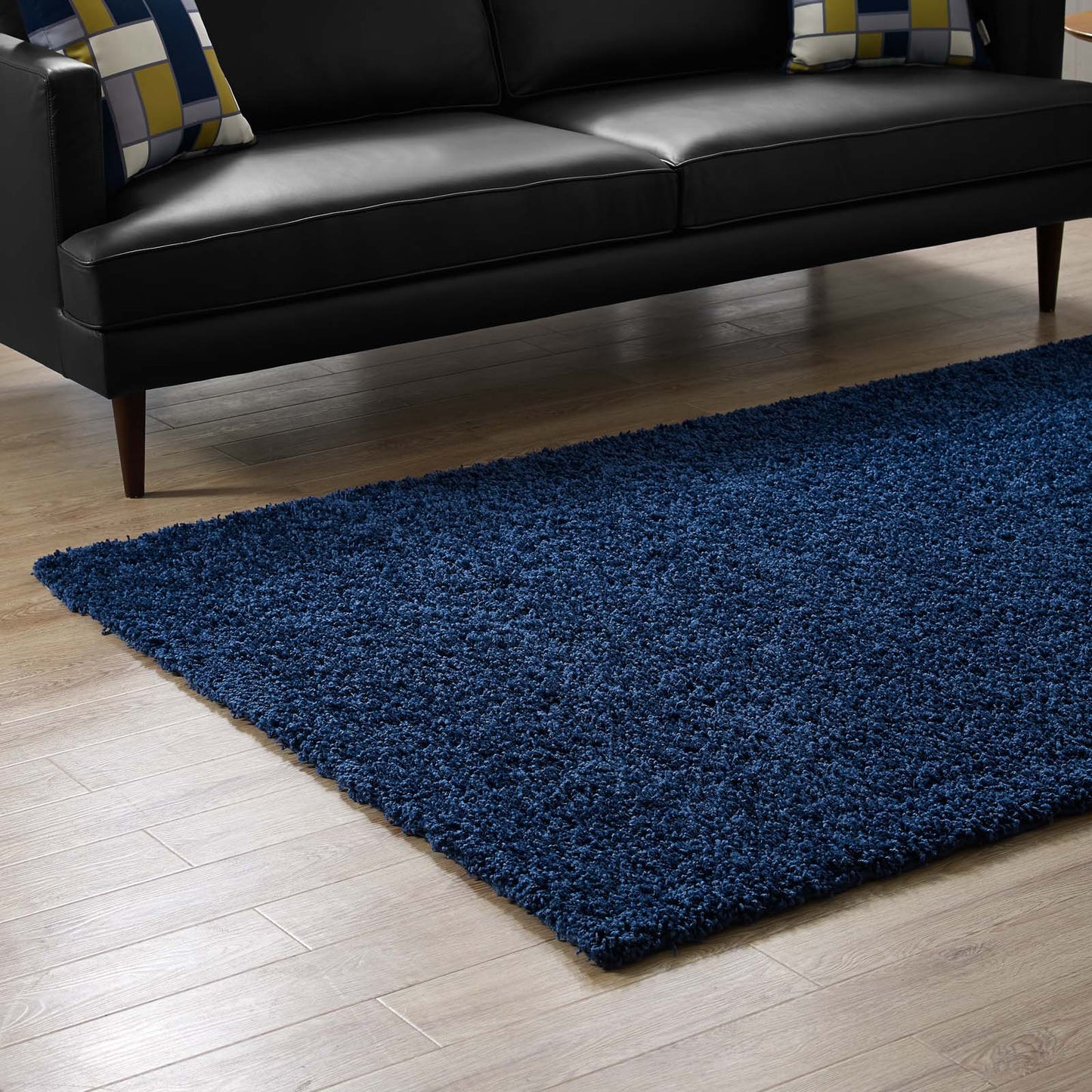 Modway Outlet Enyssa Solid 5x8 Shag Area Rug by Modway Living Room Rugs Navy - R-1145D-58