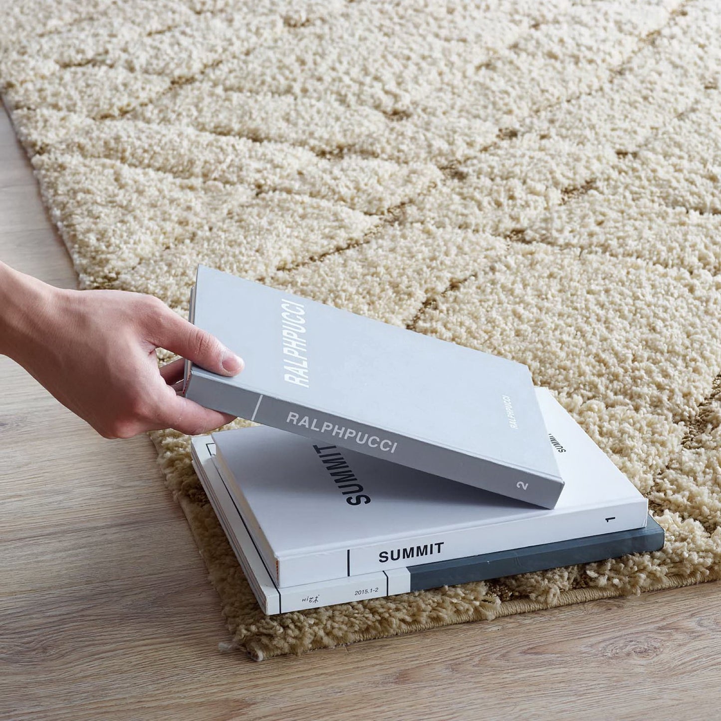 Modway Outlet Jubilant Verona Abstract Geometric Shag 5x8 Area Rug by Modway Living Room Rugs Creame and Beige - R-1149A-58