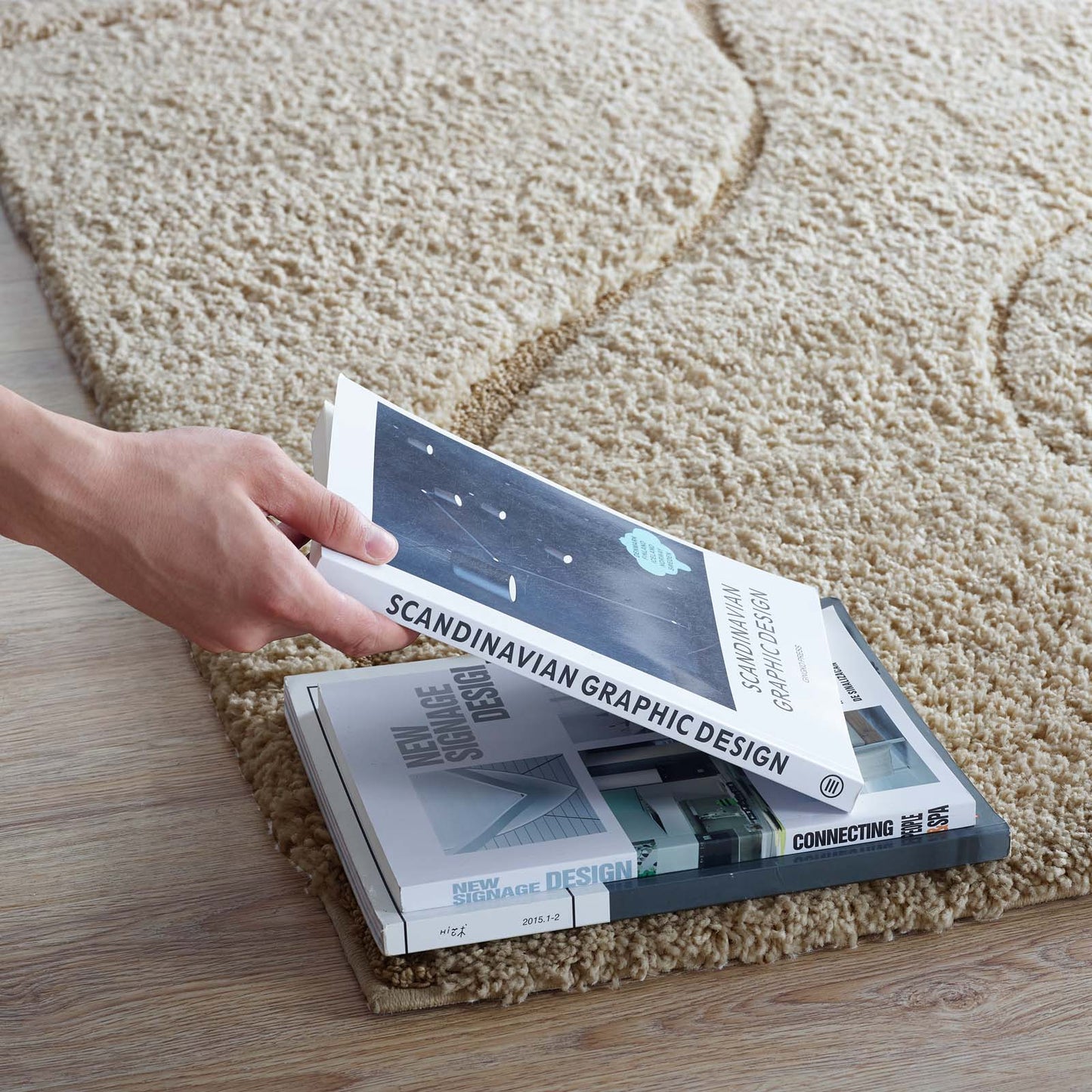 Modway Outlet Jubilant Abound Abstract Swirl Shag 5x8 Area Rug by Modway Living Room Rugs Creame and Beige - R-1150A-58