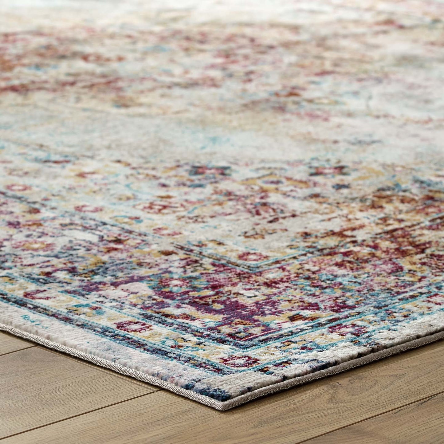 Modway Outlet Success Merritt Transitional Distressed Floral Vintage Medallion 5x8 Area Rug by Modway Living Room Rugs Multicolored - R-1158A-58