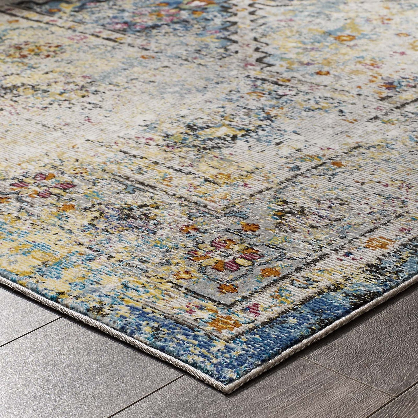 Modway Outlet Success Jacinda Distressed Vintage Floral Vintage Medallion 8x10 Area Rug by Modway Living Room Rugs Multicolored - R-1164A-810