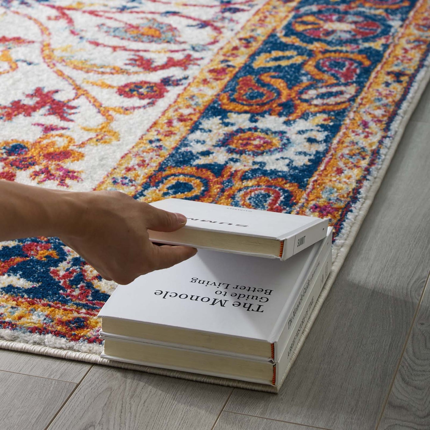 Modway Outlet Entourage Samira Distressed Vintage Floral Vintage Medallion 5x8 Area Rug by Modway Living Room Rugs Multicolored - R-1174A-58