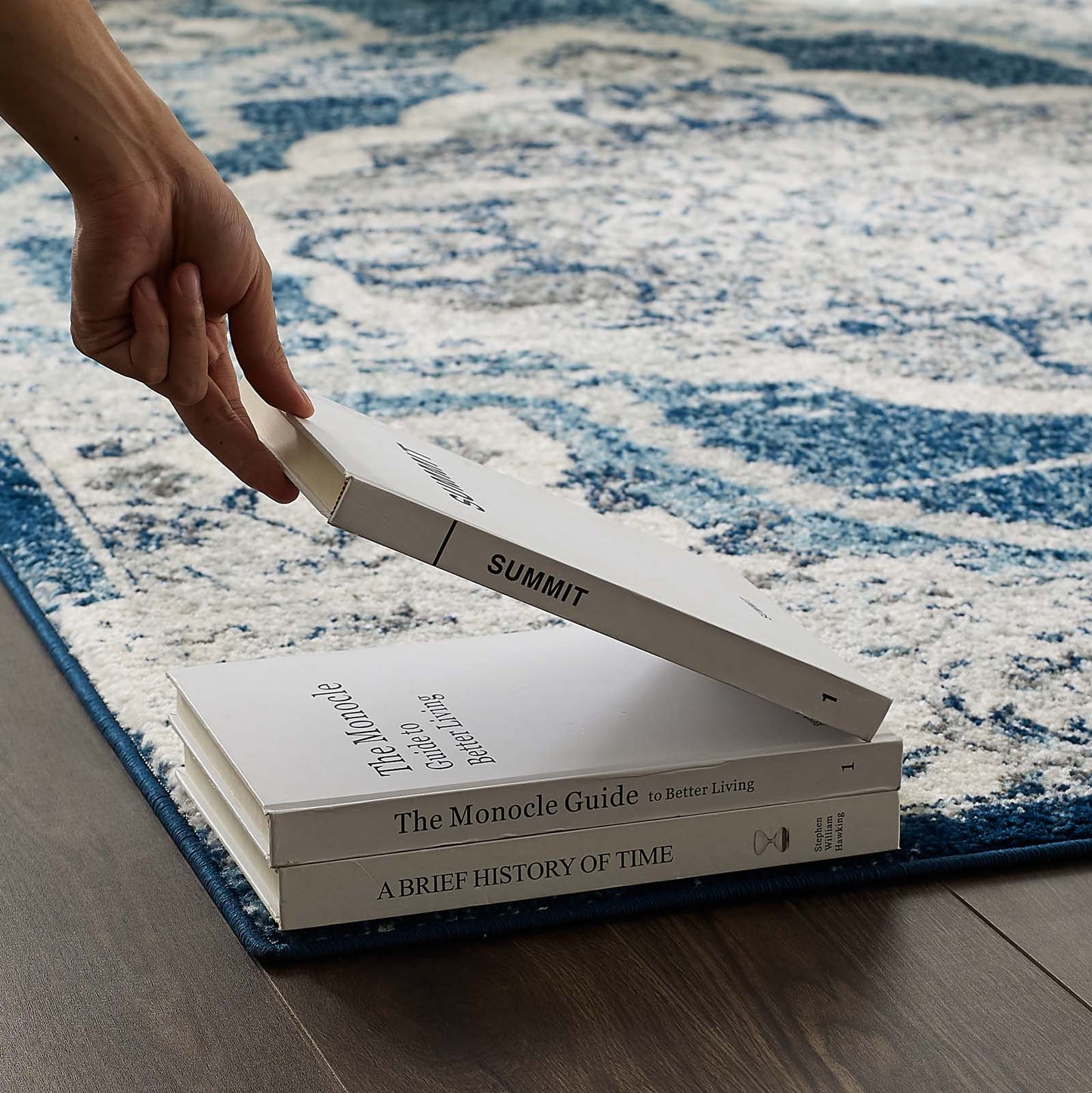 Modway Outlet Entourage Malia Distressed Vintage Floral Vintage Medallion 5x8 Area Rug by Modway Living Room Rugs Ivory and Blue - R-1175B-58