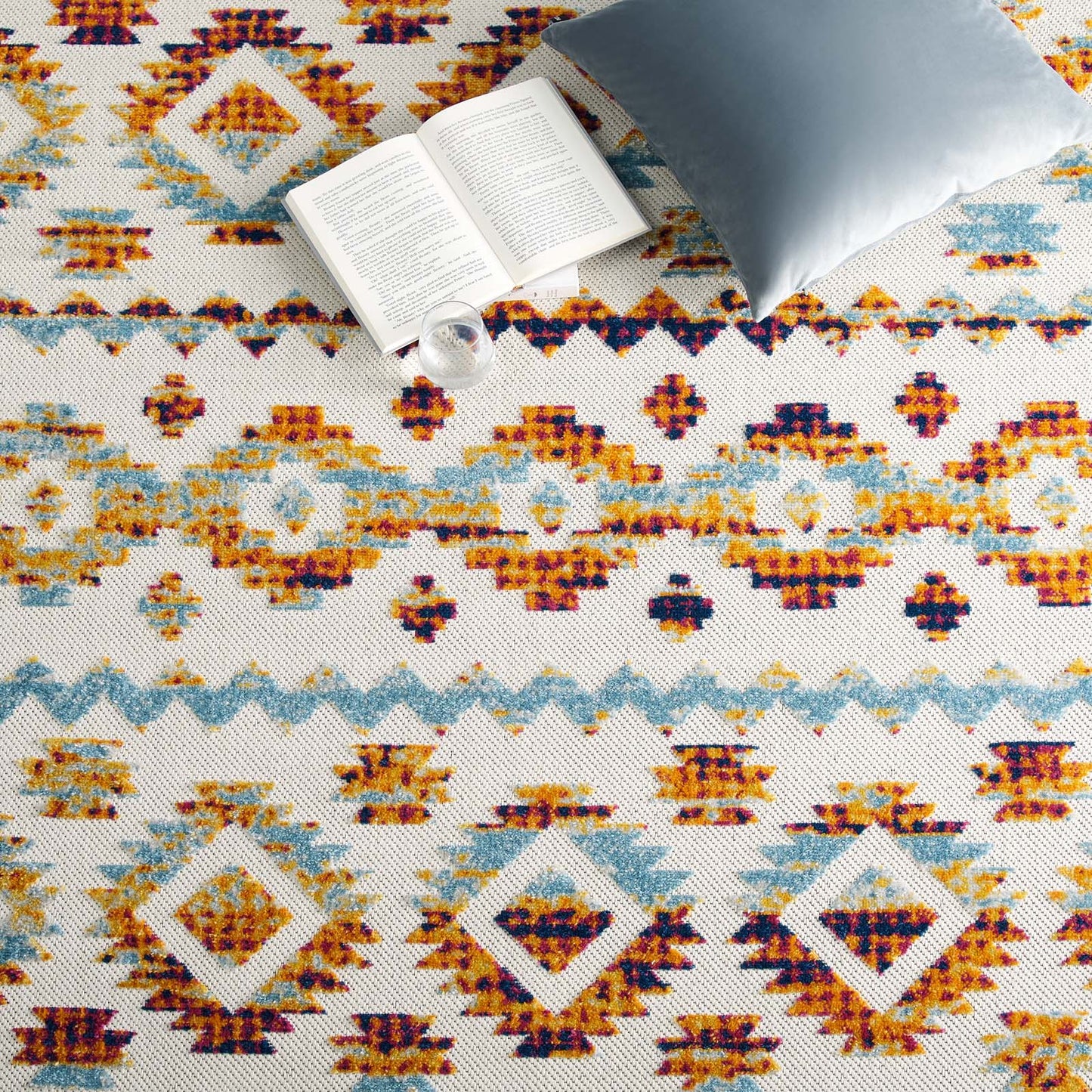 Modway Outlet Reflect Takara Abstract Diamond Moroccan Trellis 8x10 Indoor and Outdoor Area Rug by Modway Living Room Rugs Multicolored - R-1180B-810