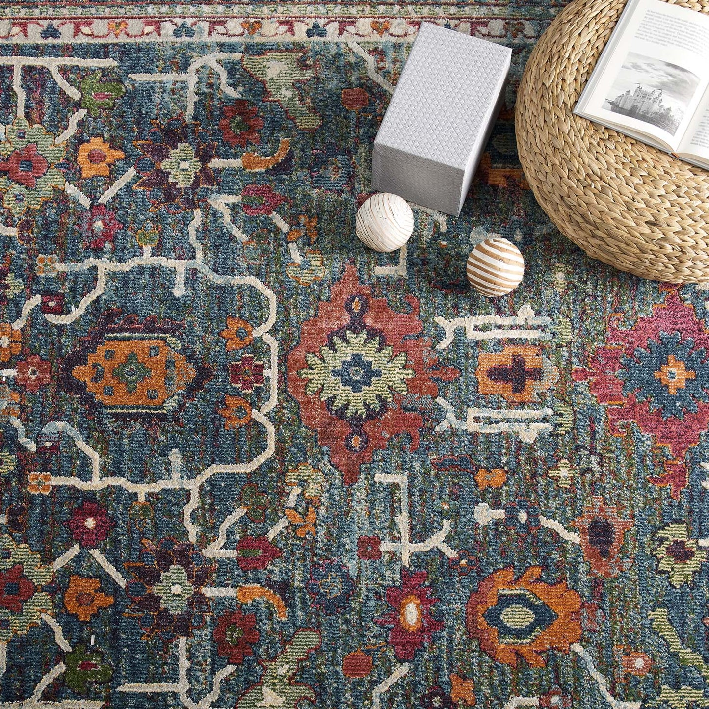 Modway Outlet Tribute Every Distressed Vintage Floral 5x8 Area Rug by Modway Living Room Rugs Multicolored - R-1186A-58